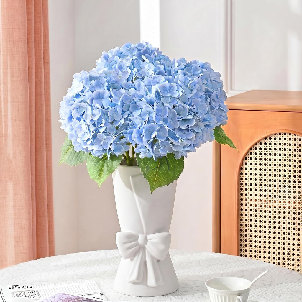 Relexome Beige Ceramic Bow Vase 9.64 in Unique Cute Modern Decorative Bouquet Flower Vases for Home Living Room Table Decor Women Girl Gifts