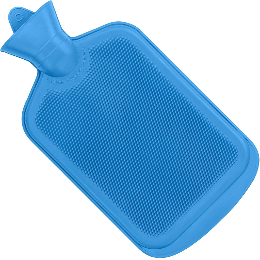 SteadMax [2 Pack] Hot Water Bottles, 2L (68oz) Natural Rubber -BPA Free- Durable Large Hot Water Bag for Hot Compress and Heat Therapy, Pain Relief Heating Pad, (Random Colors)