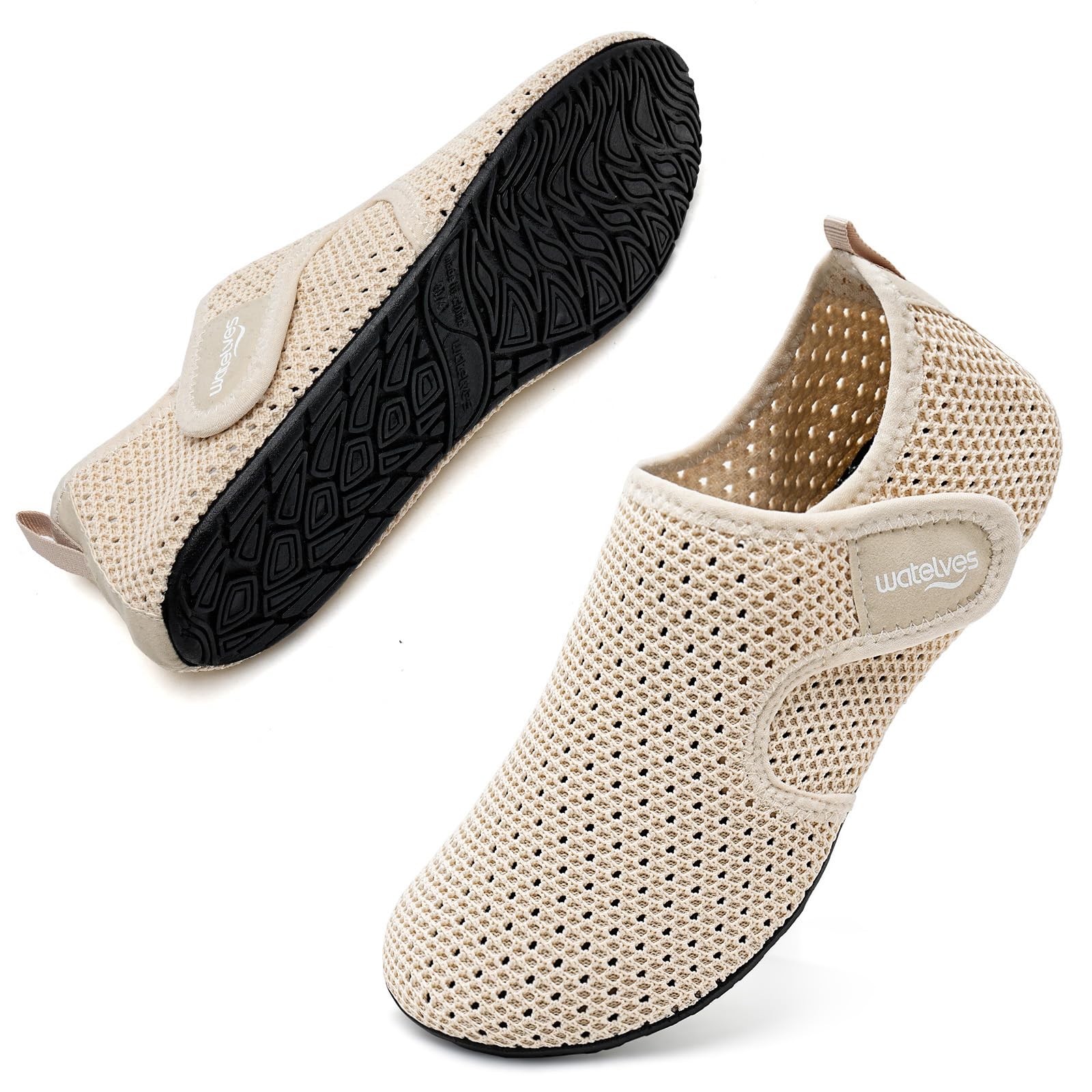 WateLves Water Shoes for Women Men Swim Beach Aqua Socks Quick Dry Barefoot House Slippers Travel Shoes with Adjustable Magic Tape for Pool Diving Boating Yoga Surf