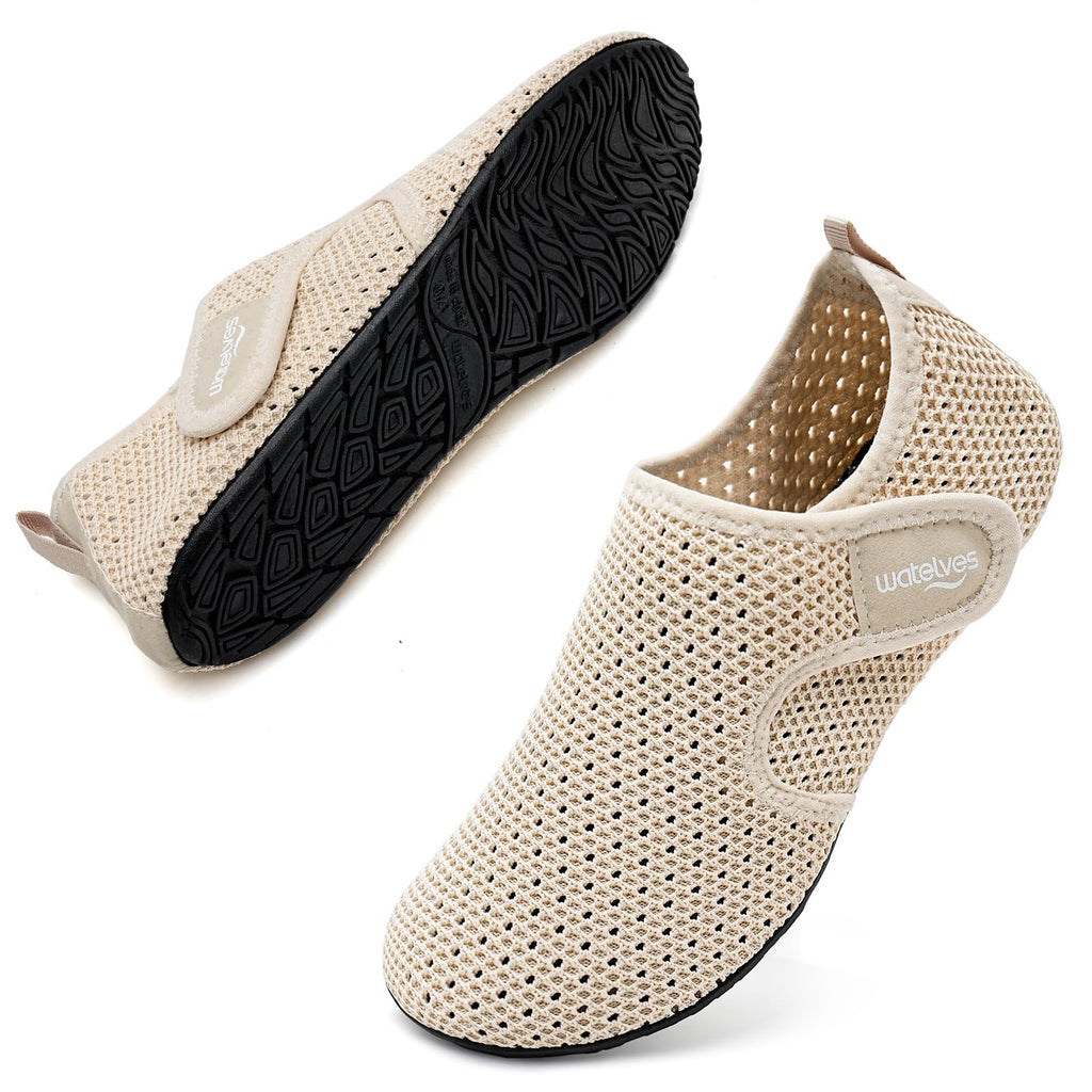 WateLves Water Shoes for Women Men Swim Beach Aqua Socks Quick Dry Barefoot House Slippers Travel Shoes with Adjustable Magic Tape for Pool Diving Boating Yoga Surf