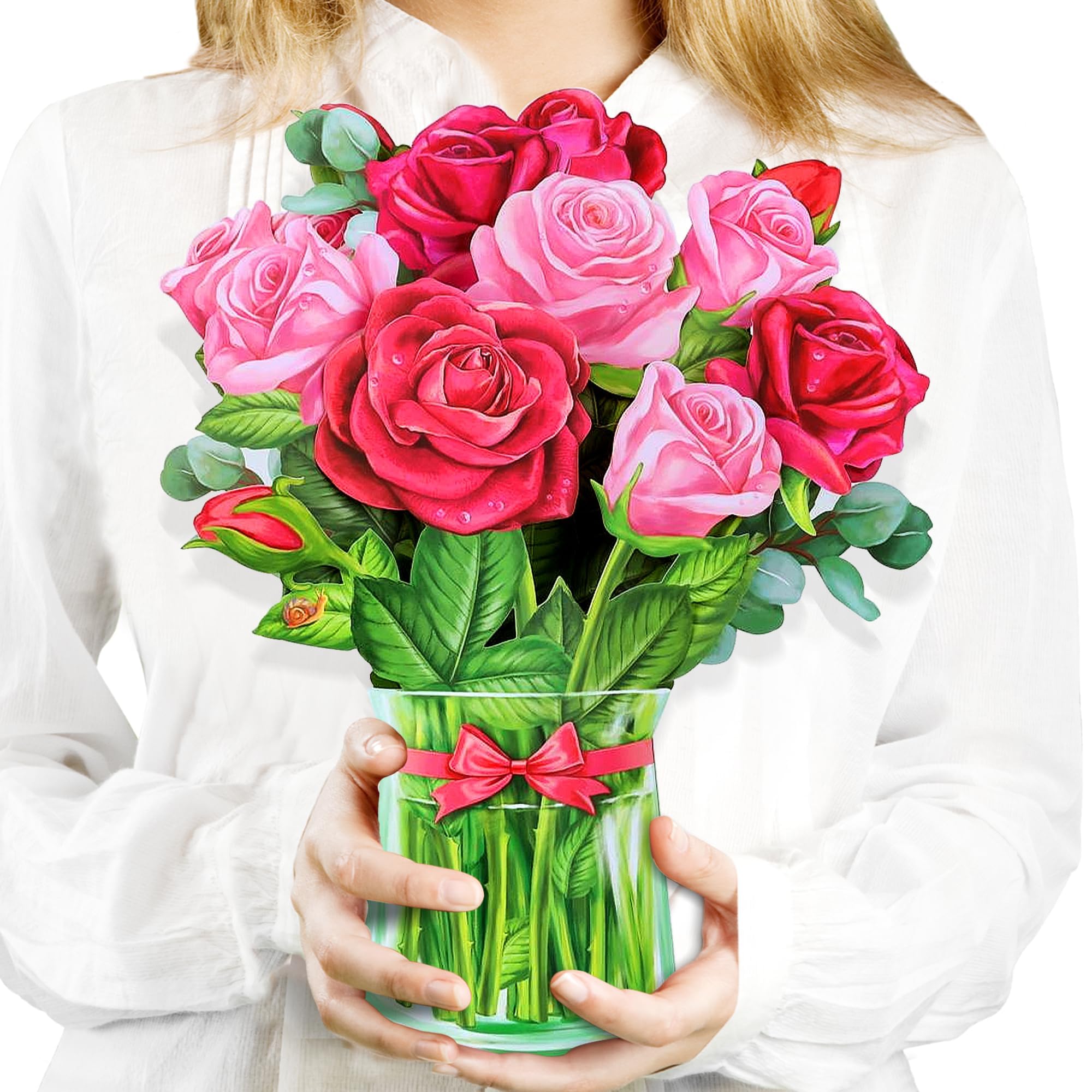 Airpark 3D Pop Up Paper Flowers Bouquet Card 12’‘ with Note & Envelope, Birthday Gifts, Get Well, Thank You, Greeting Cards for Women Mom Wife Friends, Daisies and Butterflies