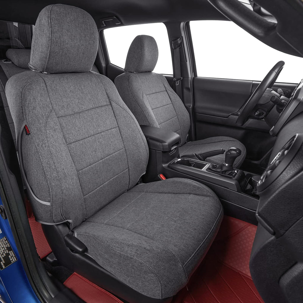 coverdream Front Seat Covers Custom Fit for Toyota Tacoma 2016 2017 2018 2019 2020 2021 2022 2023 SR SR5 TRD Series,Limited Pickup Truck,Breathable Seat Protector,Fit Like A Glove (Gray,2-Pack Only)