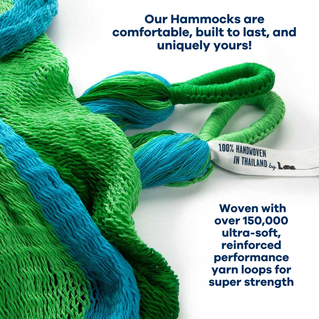 Handwoven Hammock by Yellow Leaf Hammocks - Double Size, Fits 1-2 PPL, 400lb max - Weathersafe, Super Strong, Easy to Hang, Ultra Soft, Artisan Made - Color: Natural Khaki