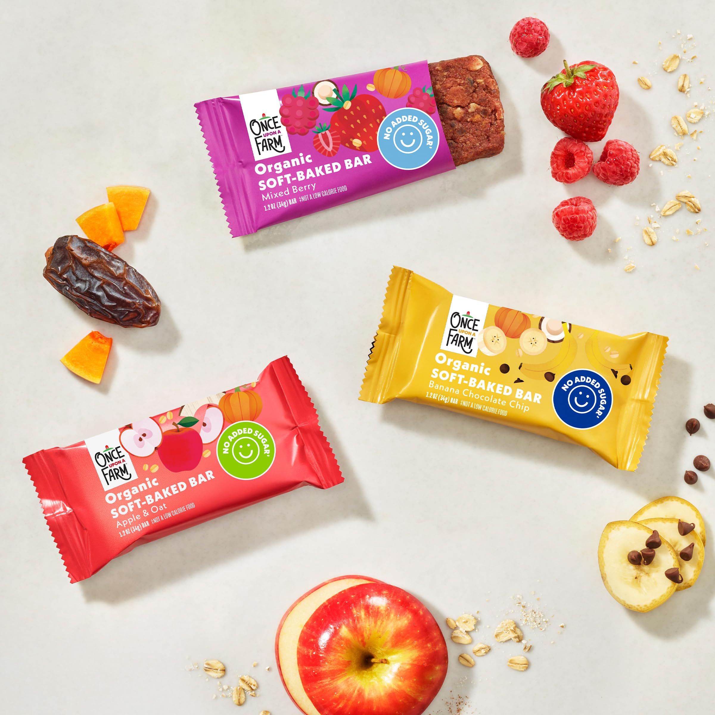 Once Upon A Farm Soft-Baked Bars, Apple & Oat, Kosher, USDA Certified Organic, Non-GMO, 4 Count, 4.8 Ounce (Pack of 8)