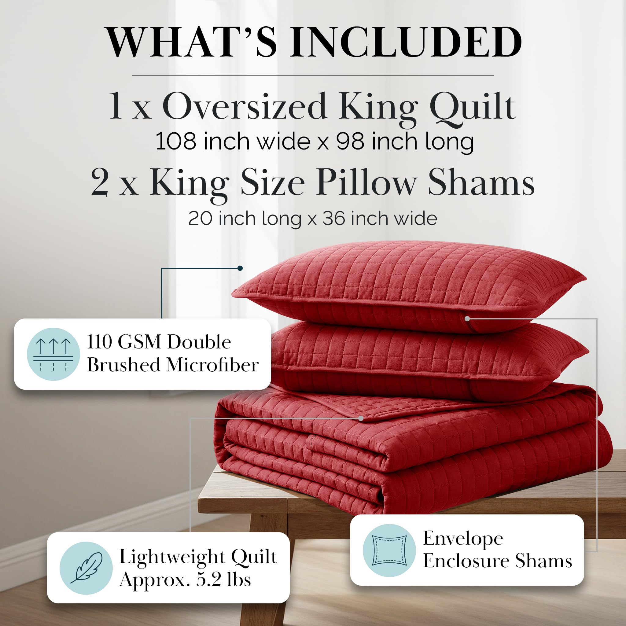 Southshore Fine Living, Inc. XL Twin Quilt Set, Microfiber Quilted Bedspread, White Bedding Twin Coverlet w/Pillow Sham, Pet Hair Resistant Bedding Coverlet Set, Quilted Coverlet, Bright White Quilt