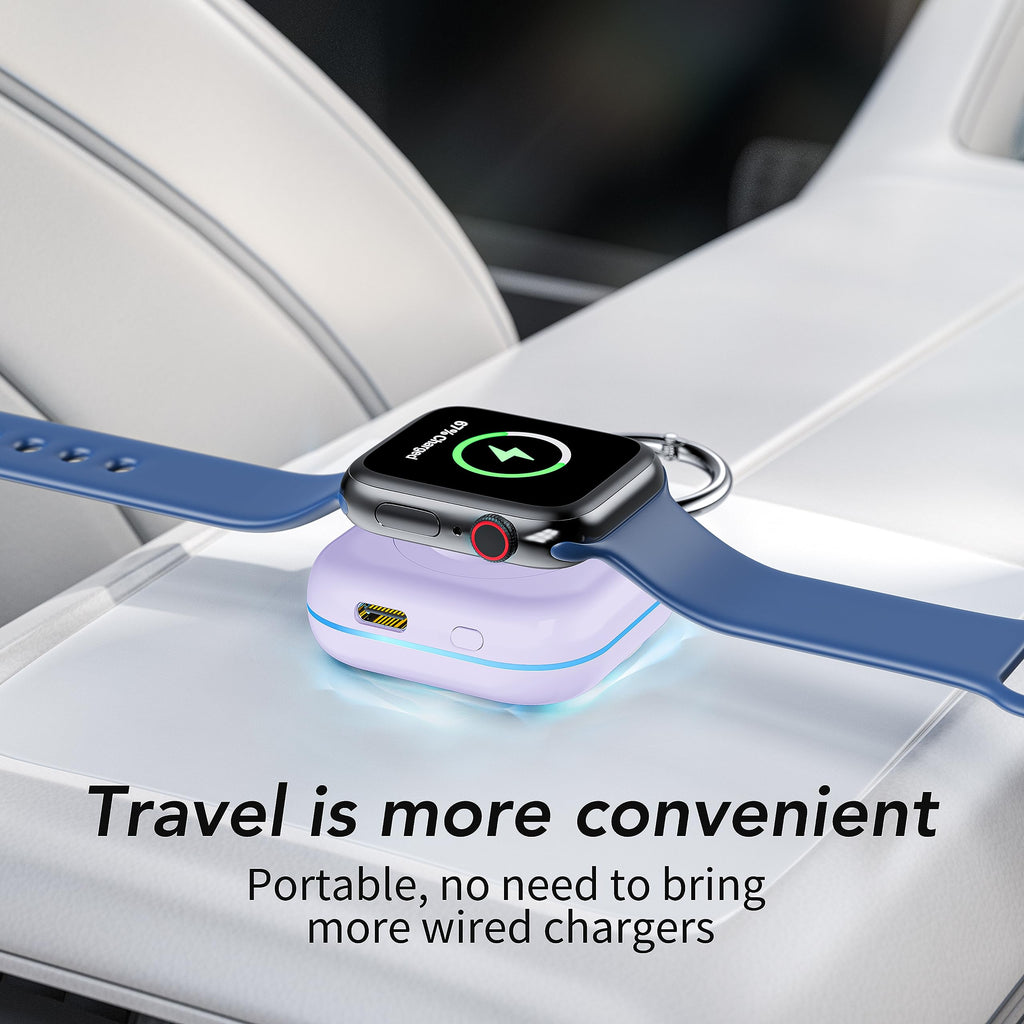 HUOTO Portable Charger for Apple Watch,Wireless Magnetic iWatch Charger 1200mAh Power Bank Travel Keychain Accessories Smart Chargers for Apple Watch Series 11/10/9/8/7/6/SE/5/4/3/2/1/UItra/UItra 2