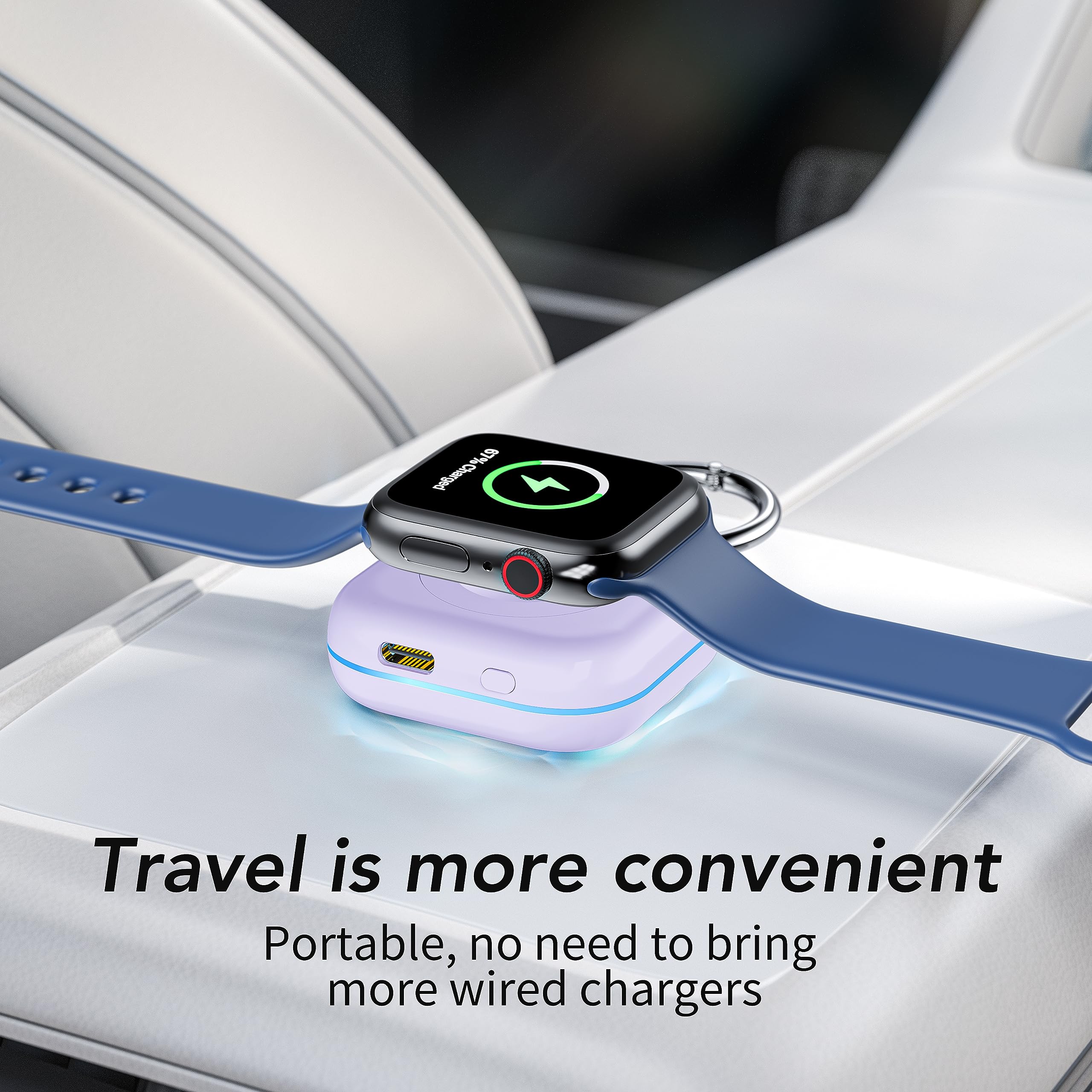 HUOTO Portable Charger for Apple Watch,Wireless Magnetic iWatch Charger 1200mAh Power Bank Travel Keychain Accessories Smart Chargers for Apple Watch Series 11/10/9/8/7/6/SE/5/4/3/2/1/UItra/UItra 2