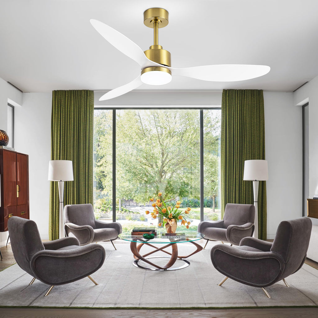 52" Ceiling Fans with Lights and Remote, Quiet DC Motor, 3 Reversible Blades, 6-Speed, Modern Industrial Black Ceiling Fan with 3-Color LED Light Fandelier for Bedroom Living Room