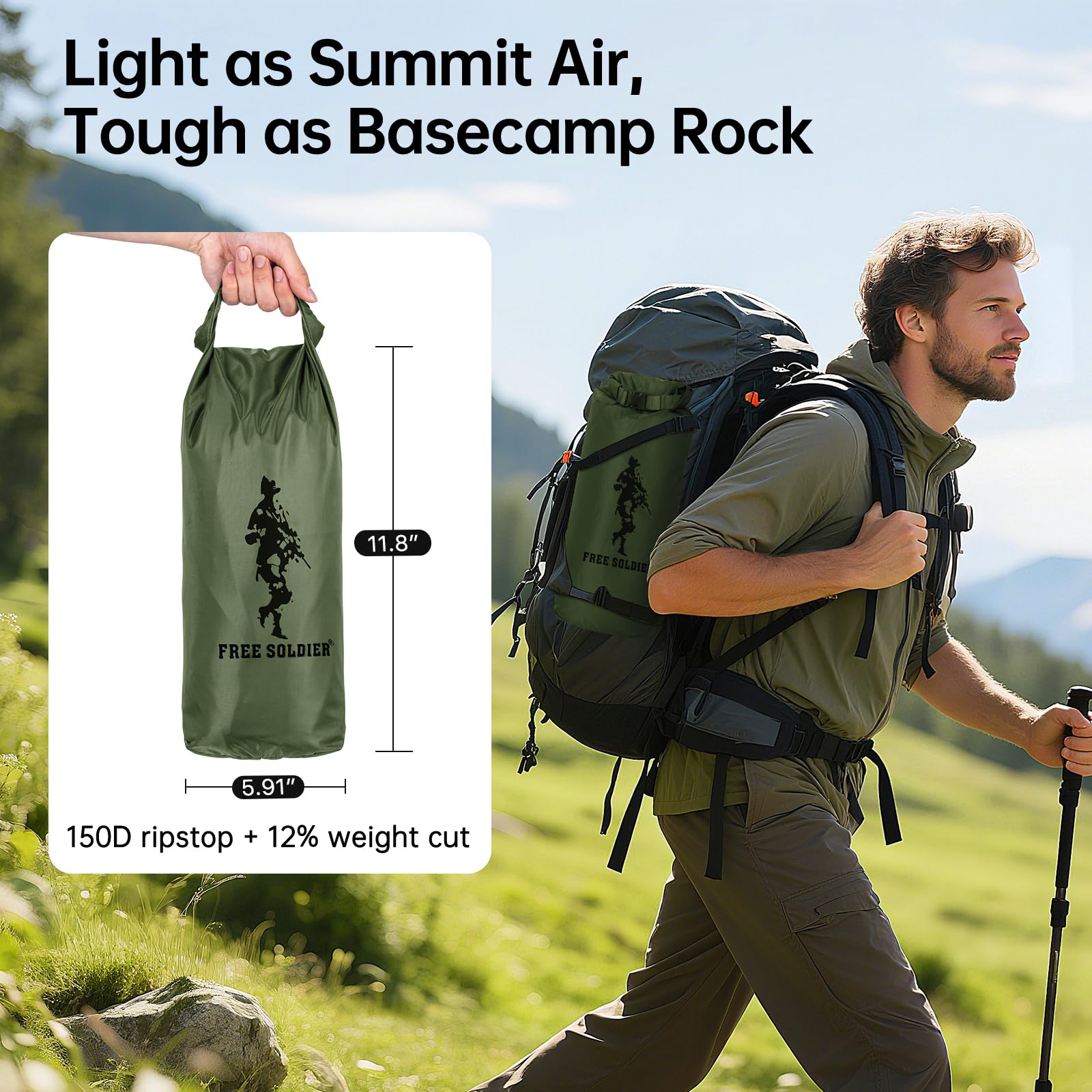 Free Soldier Waterproof Portable Tarp Multifunctional Outdoor Camping Traveling Awning Backpacking Tarp shelter Rain Tarp