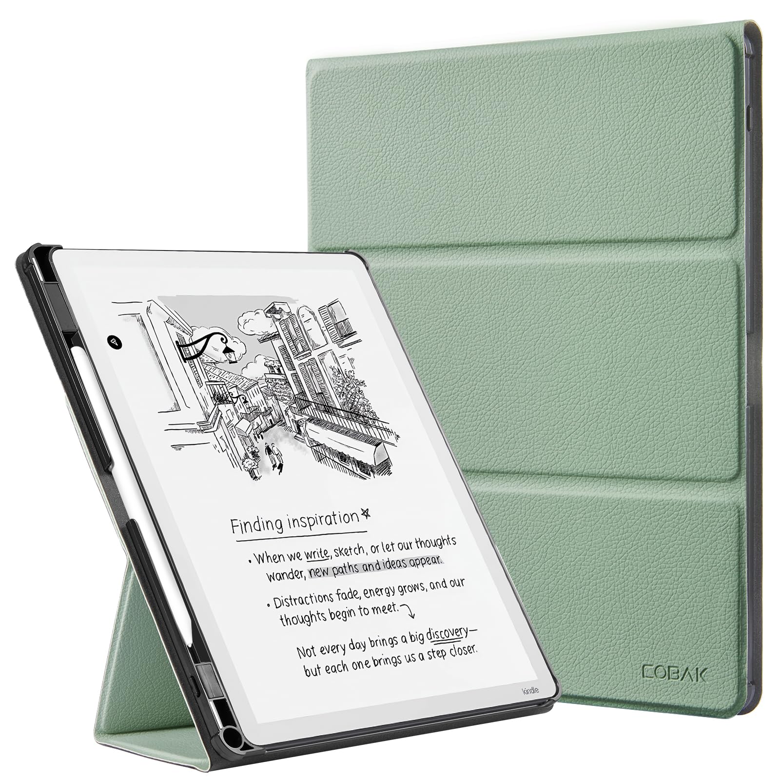 CoBak Stand Case for Kindle Scribe - Premium Folio Leather Cover with Pen Holder, Auto Sleep/Wake - Compatible with 10.2 Inch Kindle Scribe (2022/2024 Release)