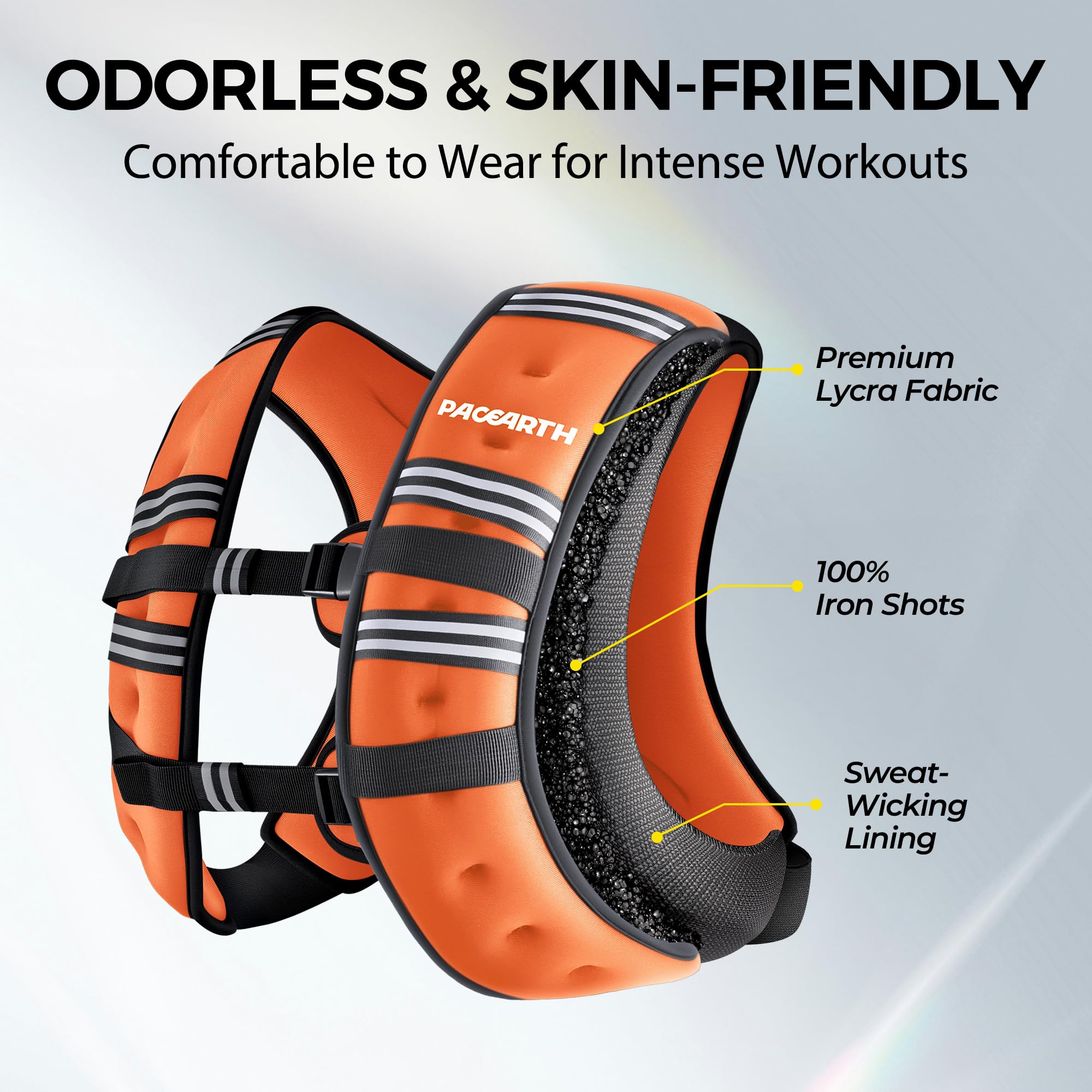 PACEARTH Weighted Vest,6lb/8lb/10lb/12lb/16lb/20lb/25lb/30lb Weight Vest with Reflective Stripe, Body Weight Vests for Women, Men, Weight Loss Workout, Strength Training, Running, Walking, Jogging