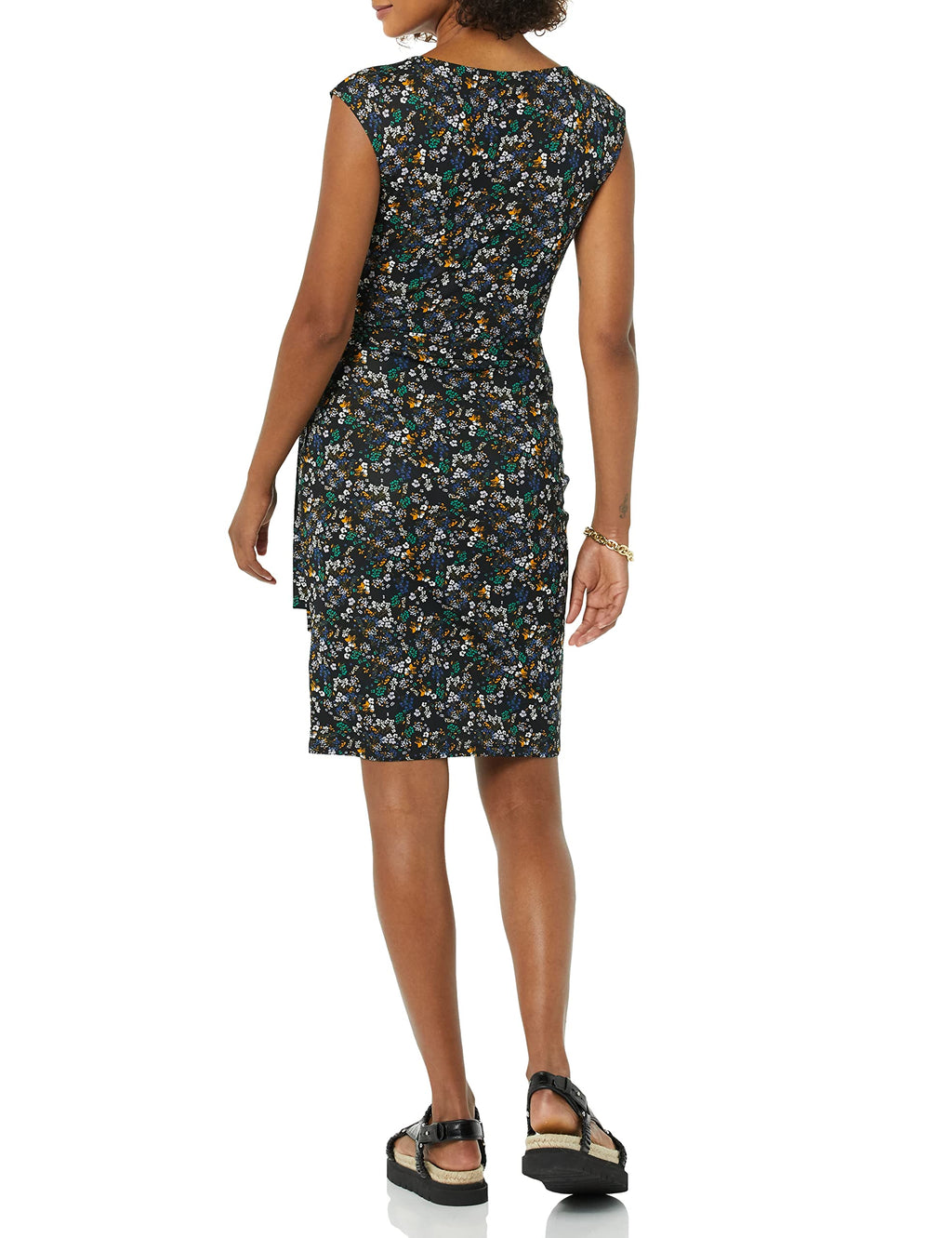 Amazon Essentials Women's Cap Sleeve Boat-Neck Faux Wrap Dress