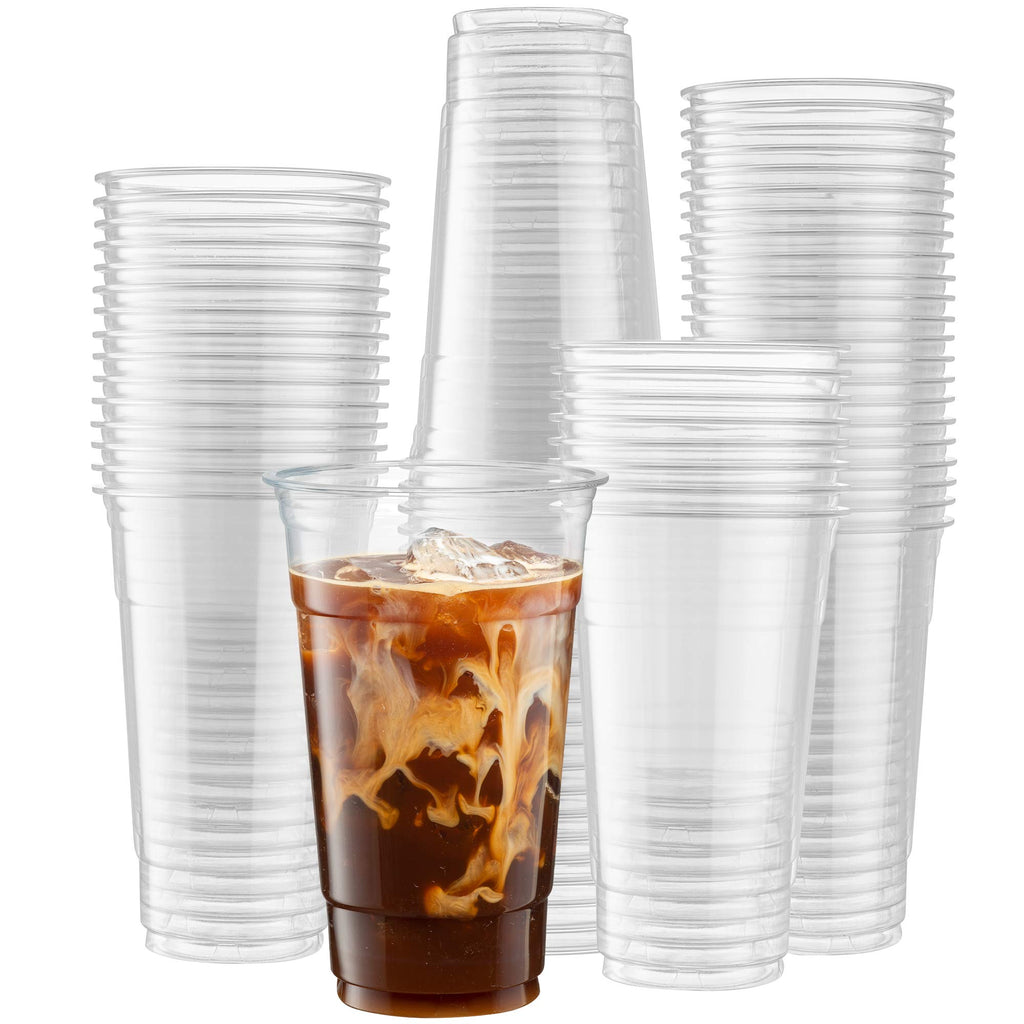 Crystal Clear PET Cups for Iced Coffee,Milkshake, Cold Drinks, Slush, Smoothy's, Slurpee, Ice cream, Dessert, Party's, Plastic Disposable Cups (50, 12 oz)
