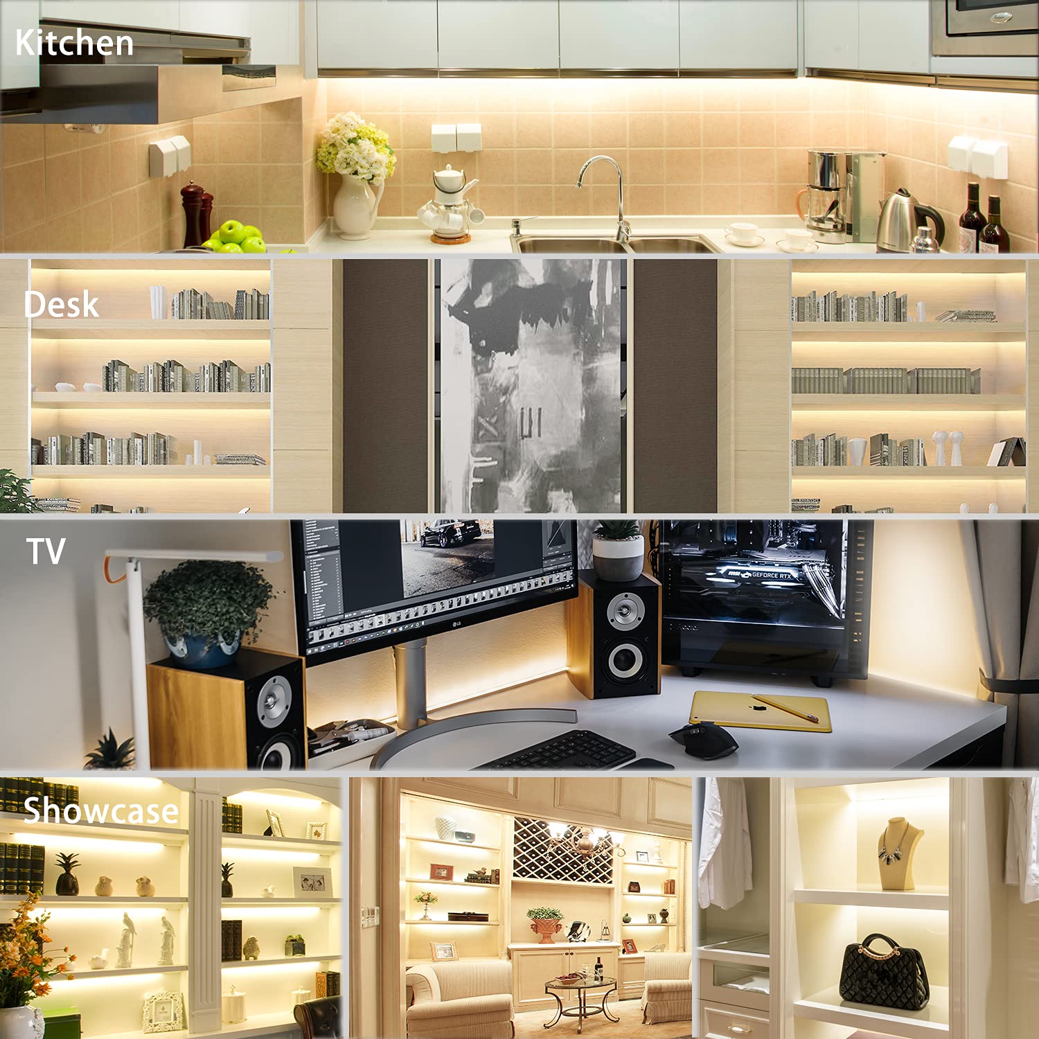 Pandery COB LED Strip,LED Strip Lights 3M/9.84ft,Touch Dimmable LED Strips,CRI90+,2700K Warm White cob led,960LEDs,24V LED Tape Lights,Indoor for Bedroom, Kitchen, TV, Mirror,Cabinet
