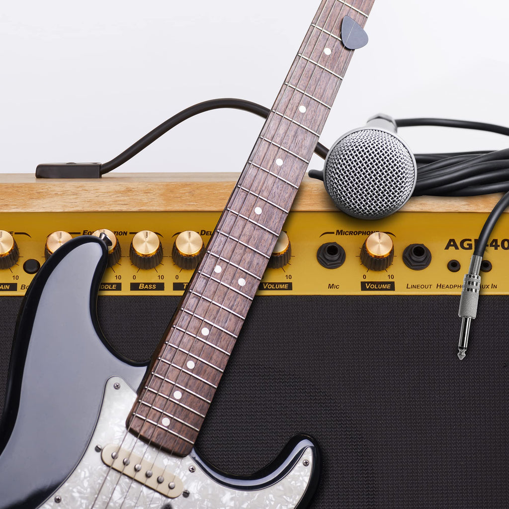 LyxPro Electric Guitar Amp 20 Watt Amplifier Built in Speaker Headphone Jack and Aux Input Includes Gain Bass Treble Volume and Grind - Black