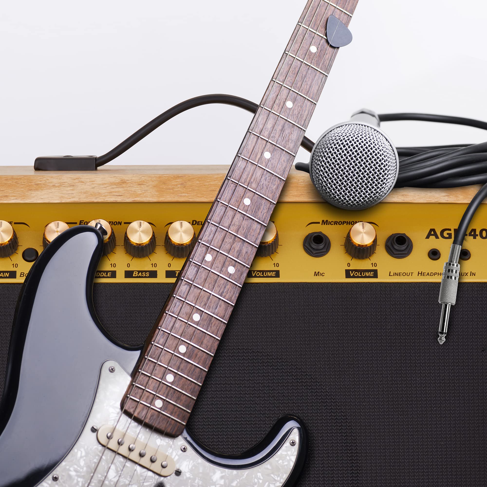 LyxPro Electric Guitar Amp 20 Watt Amplifier Built in Speaker Headphone Jack and Aux Input Includes Gain Bass Treble Volume and Grind - Black