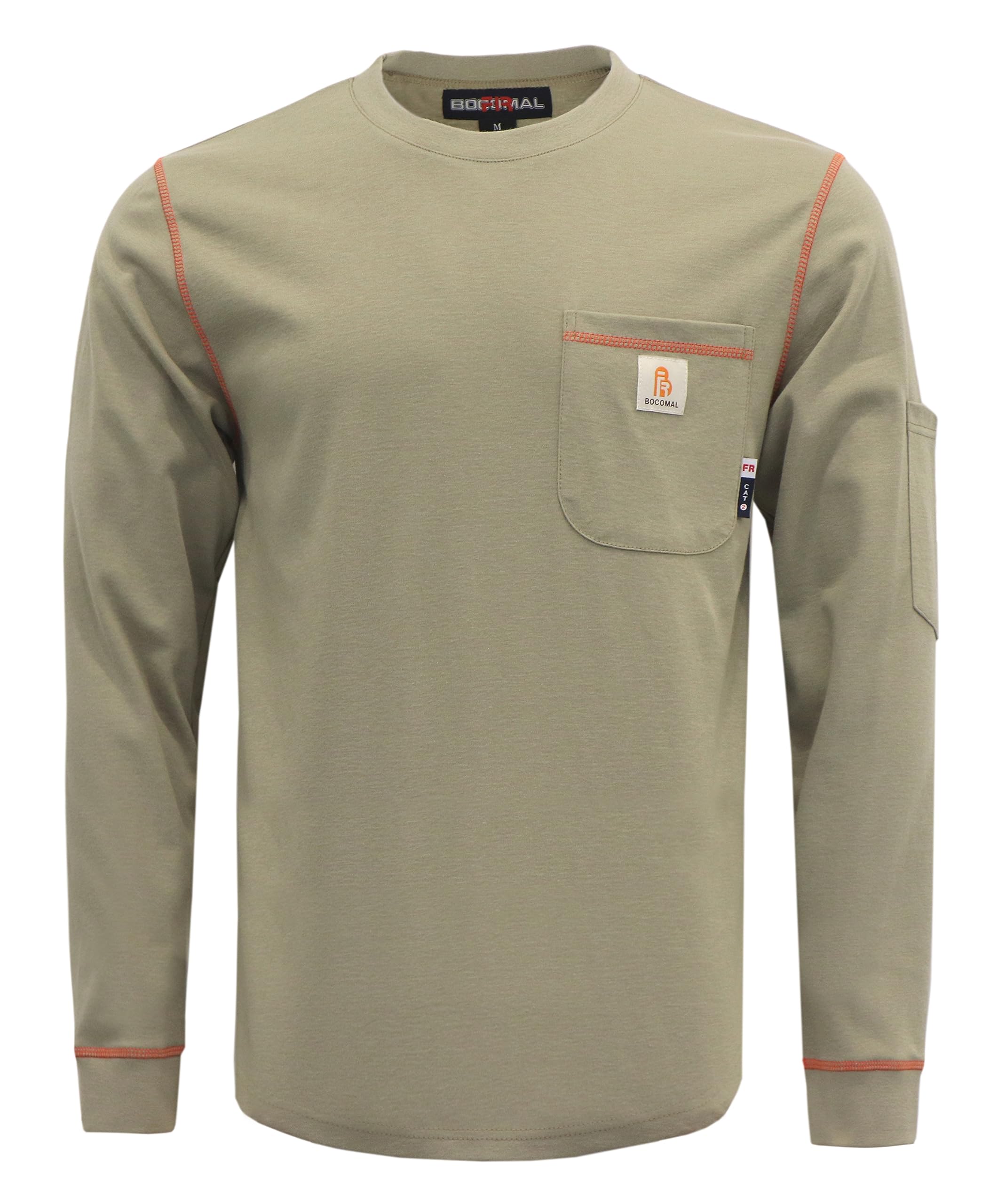 BOCOMAL FR Shirts for Men Lightweight Crew Long Sleeve Flame Resistant/Fire Retardant Shirt…