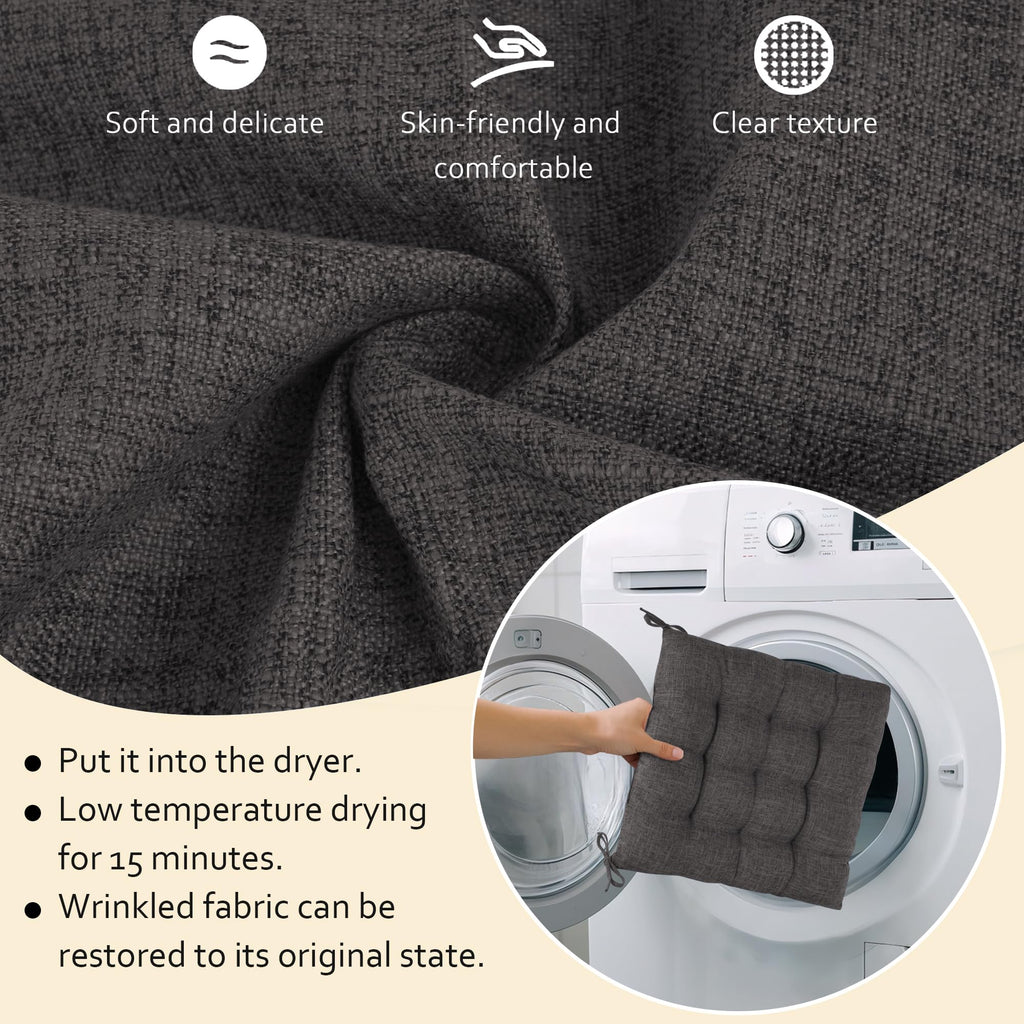 ELFJOY Rocking Chair Cushion Large Rocking Chair Pads with Ties Premium Tufted High Back and Seat Cushion 2 Piece Set Black