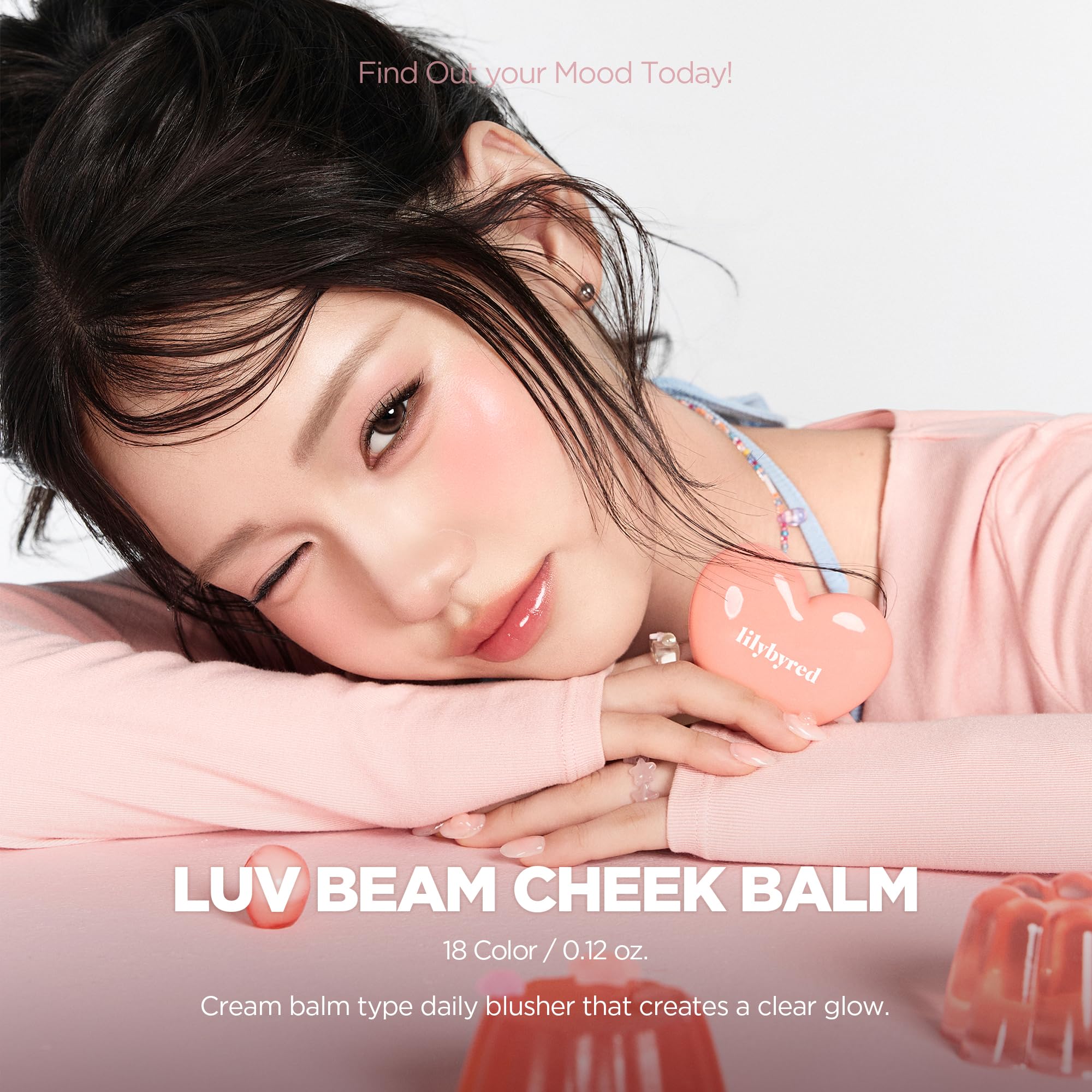 lilybyred Luv Beam Cheek Balm | Heart-Shaped Korean Cream Blush, Semi-Matte Finish, Long-Lasting, Blendable & Buildable, Soft Creamy Texture, Lightweight, Natural Flush, 0.12 oz. (01 Pure Coral)