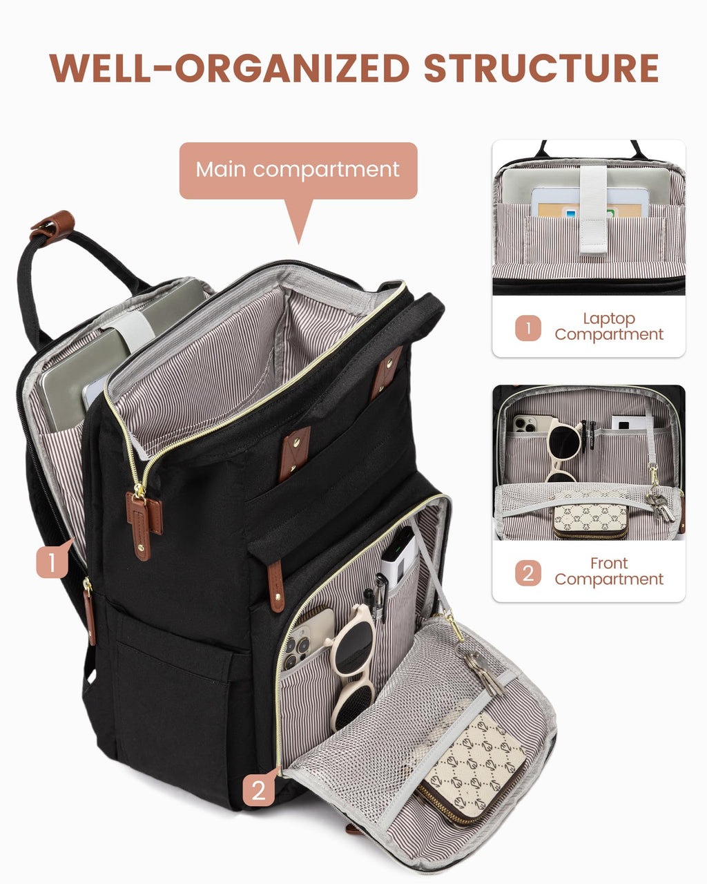 LOVEVOOK Laptop Backpack for Women, 15.6 inch Waterproof Nurse Bag Teacher Work Backpack Purse for Women, Travel Computer Backpack for College Office Business Ladies