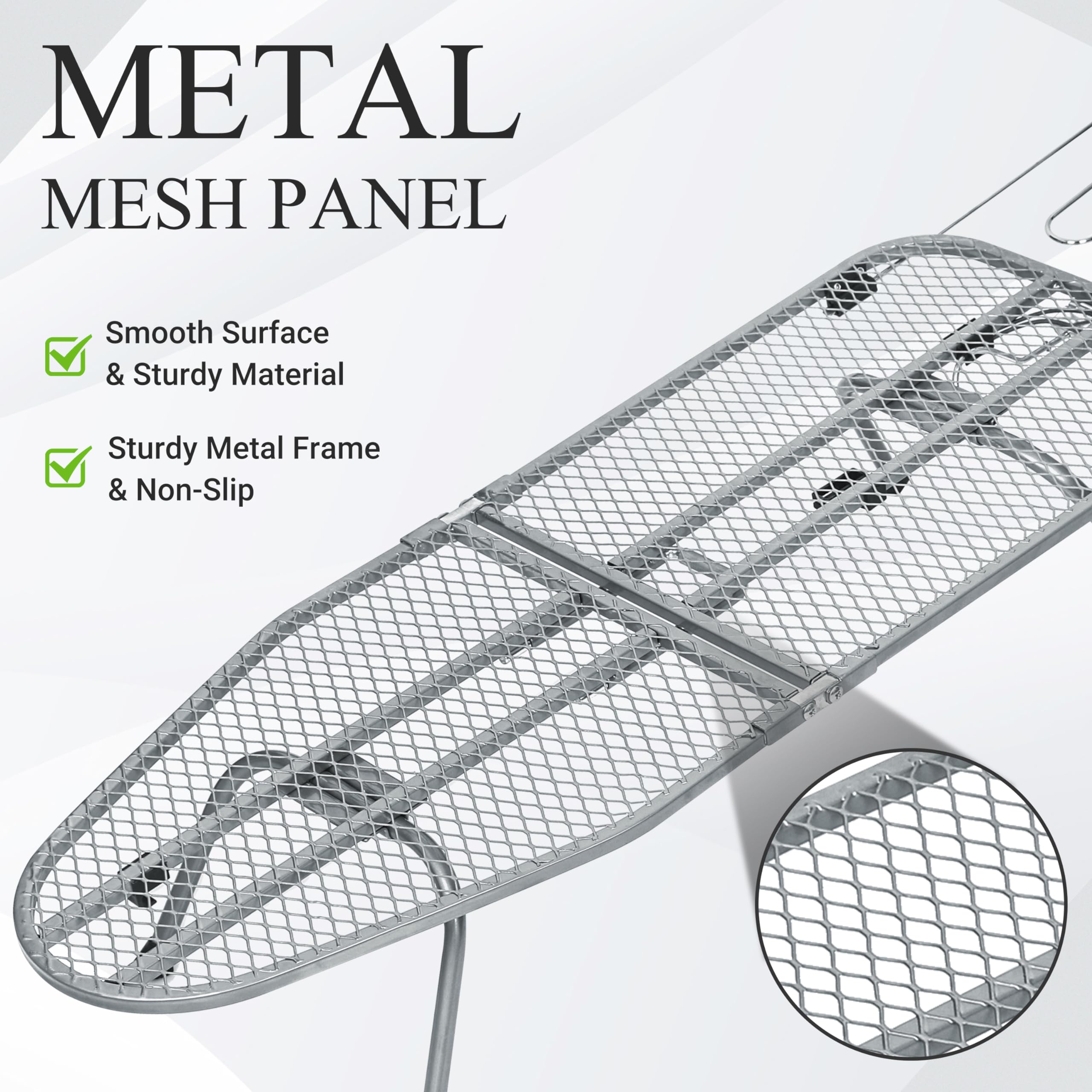 ZOES HOMEWARE Metal Mesh Panel Tabletop Ironing Board | Foldable Iron Board | Heavy Duty Small Iron Board with Heat Resistant Cover and 100% Cotton 8mm Thicken Pad | 31.5"x11.8"x6.2"