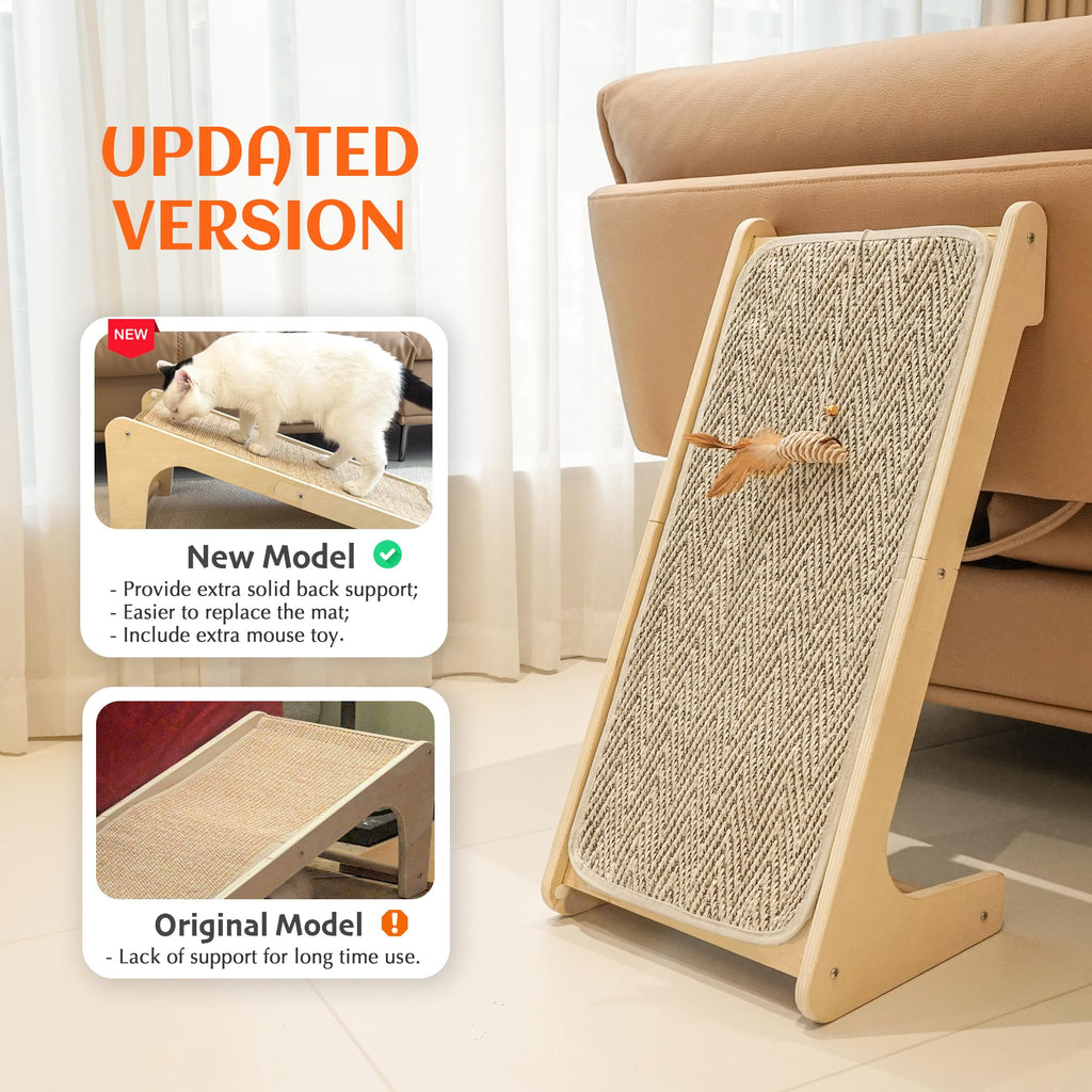 PETKARAY Couch Corner Cat Scratcher, 28.5" Sisal Scratching Post for Cats | Corner Wall Scratch Pad for Furniture Protection, Large Vertical Cat Scratching Post with Plush Base