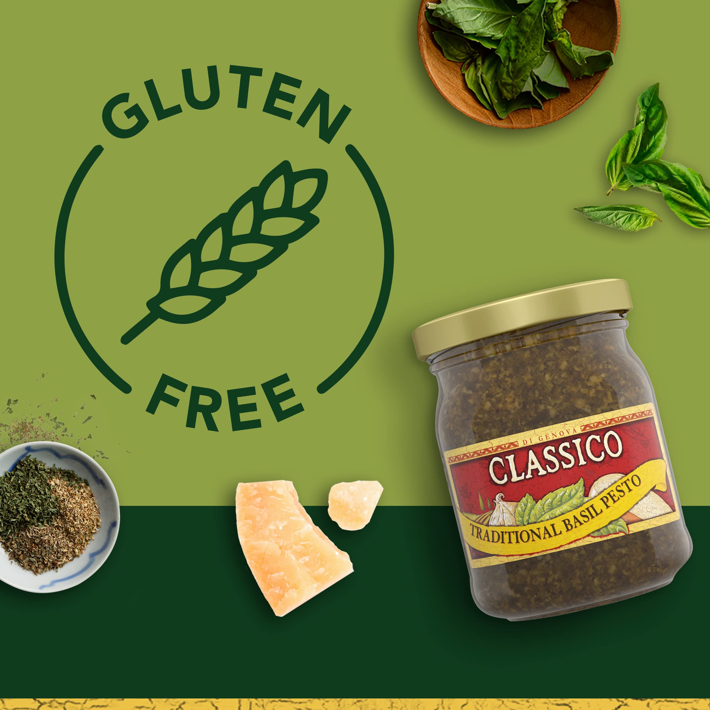 Classico Signature Recipes Traditional Basil Pesto Sauce & Spread, 8.1 oz Jar