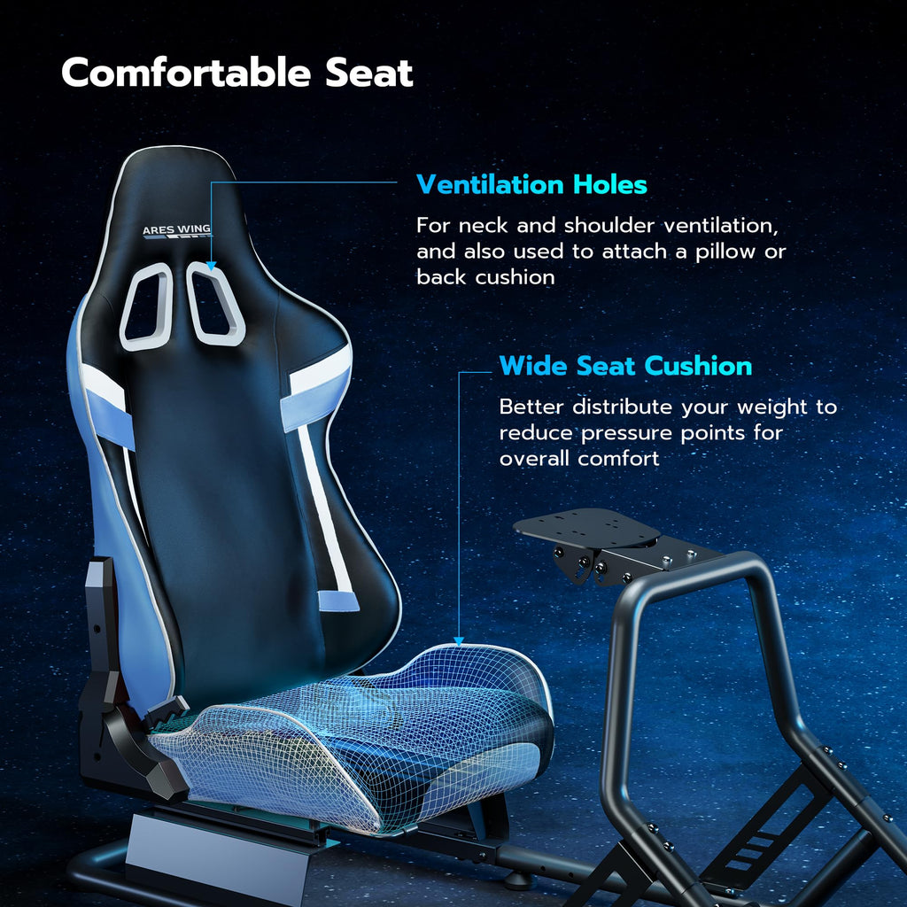 ARES WING Sim Racing Cockpit, Racing Wheel Stand with Seat, Formula and GT Racing Simulator Cockpit Compatible with Fanatec, Thrustmaster, Logitech, Moza Racing Games on PS5, PS4, Xbox and PC