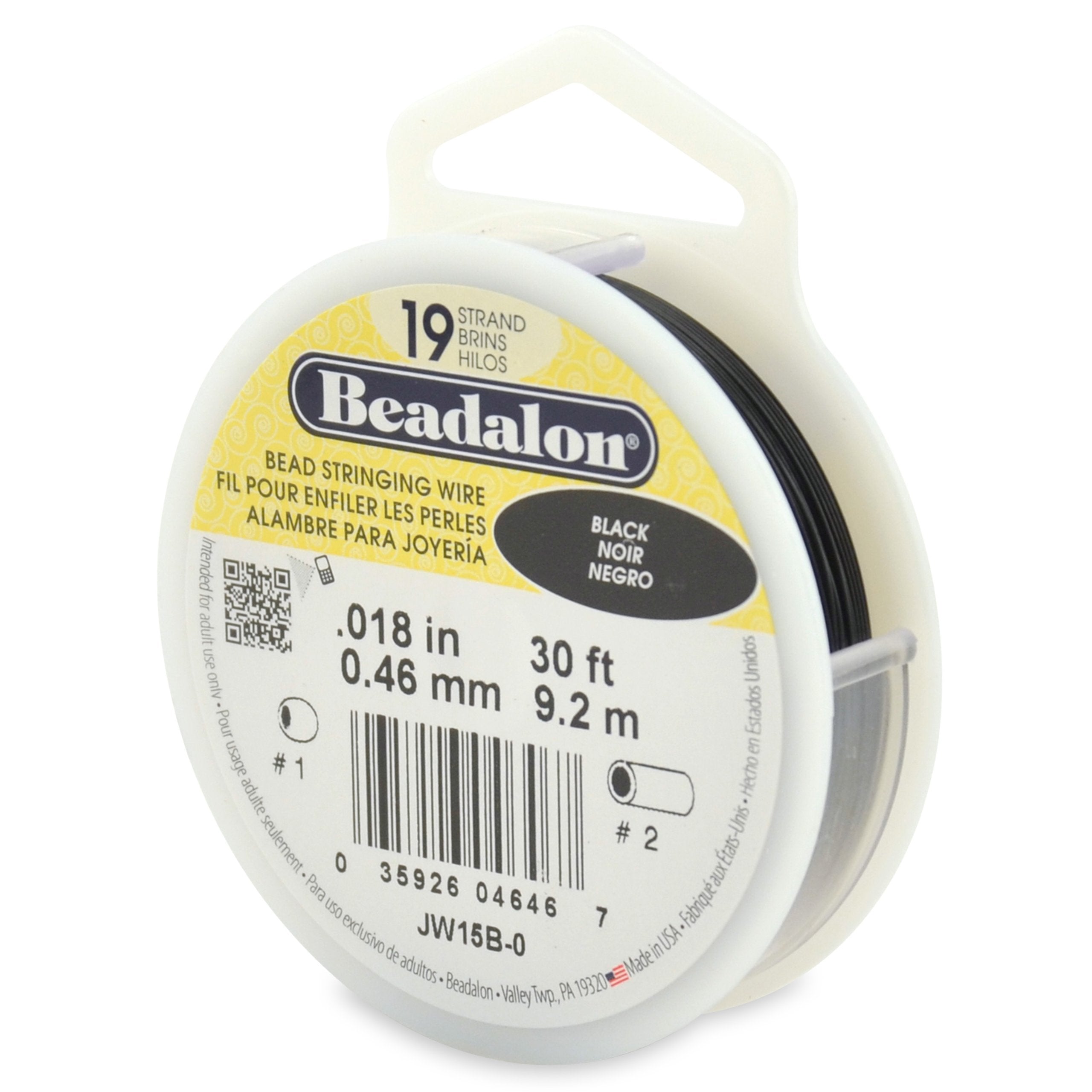 Beadalon 19 Strand Stainless Steel Bead Stringing Wire, .010 in / 0.25 mm, Bright, 100 ft / 31 m