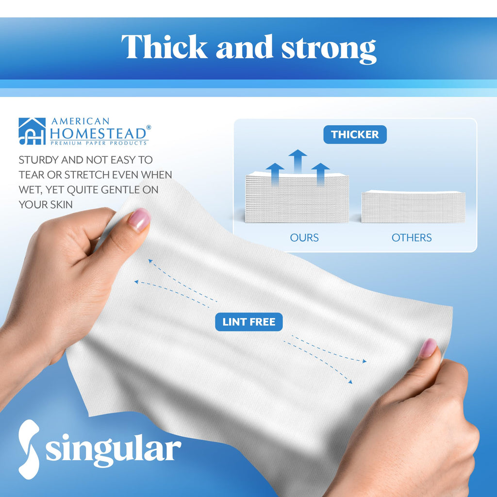 AH AMERICAN HOMESTEAD Disposable Napkins – Premium Guest Towel Napkins, Soft Linen-Feel Guest Towels for Bathroom, Disposable Hand Towels for Kitchen & Entertaining, White 12 x 17 (50 Count-Quilted)