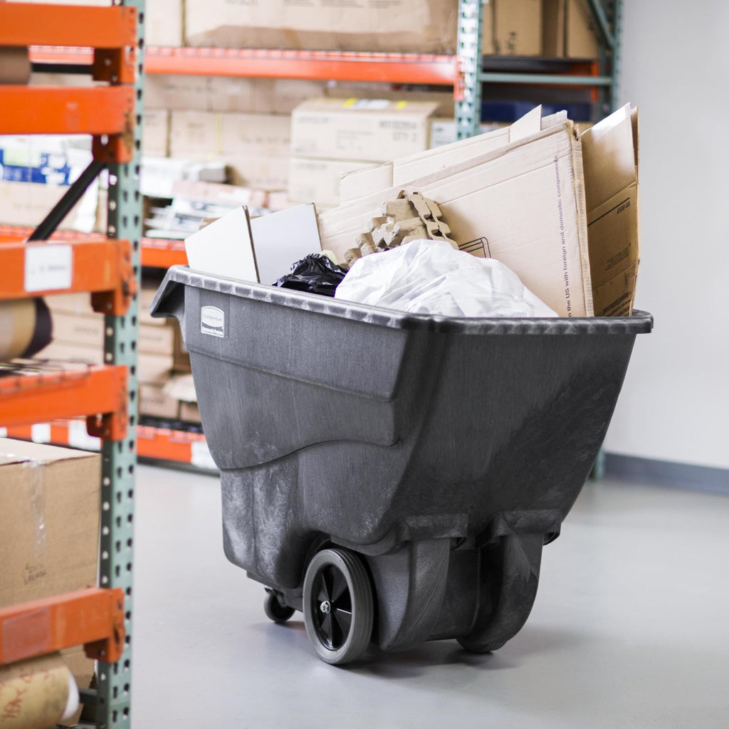 Rubbermaid Commercial Products Tilt Dump Truck, 1 Cubic Yard, 2100 lb Capacity, Black, Heavy Load Capacity with Wheels, Trash Recycling Cart for Office/Warehouse/Facility Management