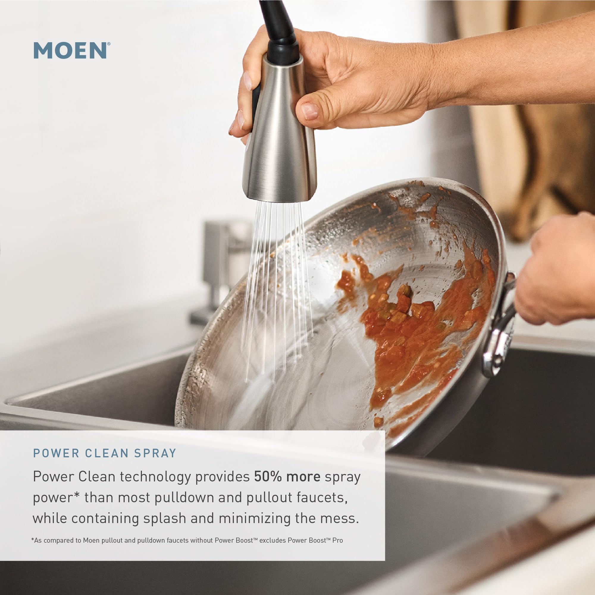 Moen Chrome Method One-Handle Pullout Modern Kitchen Faucet with Power Clean, 7585C