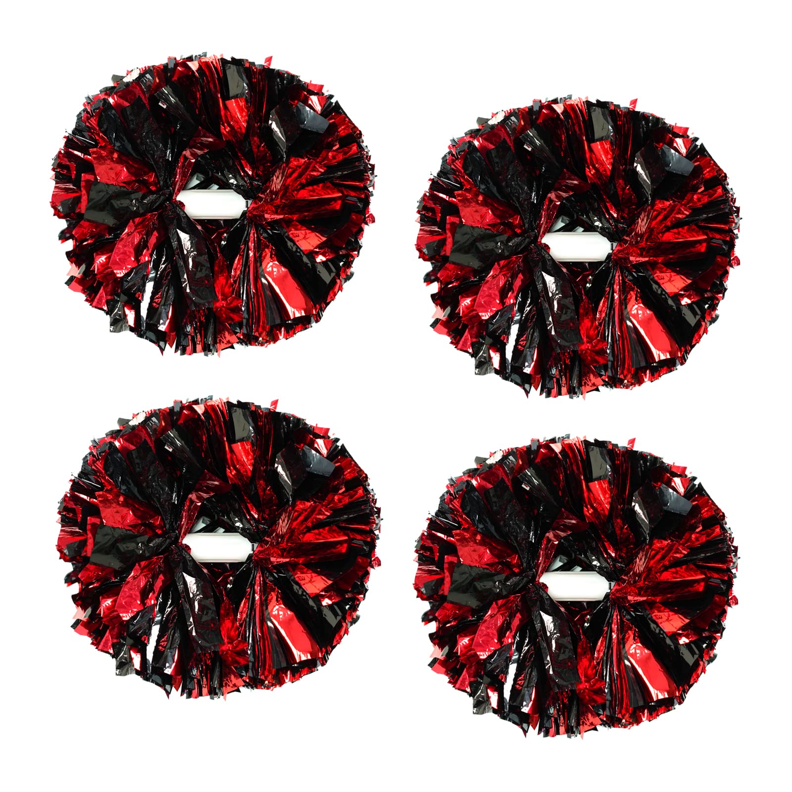 4Pcs Metallic Cheerleading Pom Poms, Creatiee 2 Pair Cheerleader Cheering Squad Pompoms for School Sports Dance Games Team Spirit Cheer