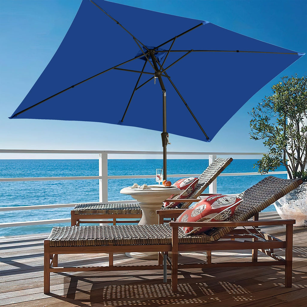 Ayge 6.5x10FT Rectangular Patio Umbrella Outdoor Table Umbrella w/Push Button Tilt & Crank Rectangle Market Umbrella UV Protection for Garden,Deck,Lawn,Yard & Pool,Beige