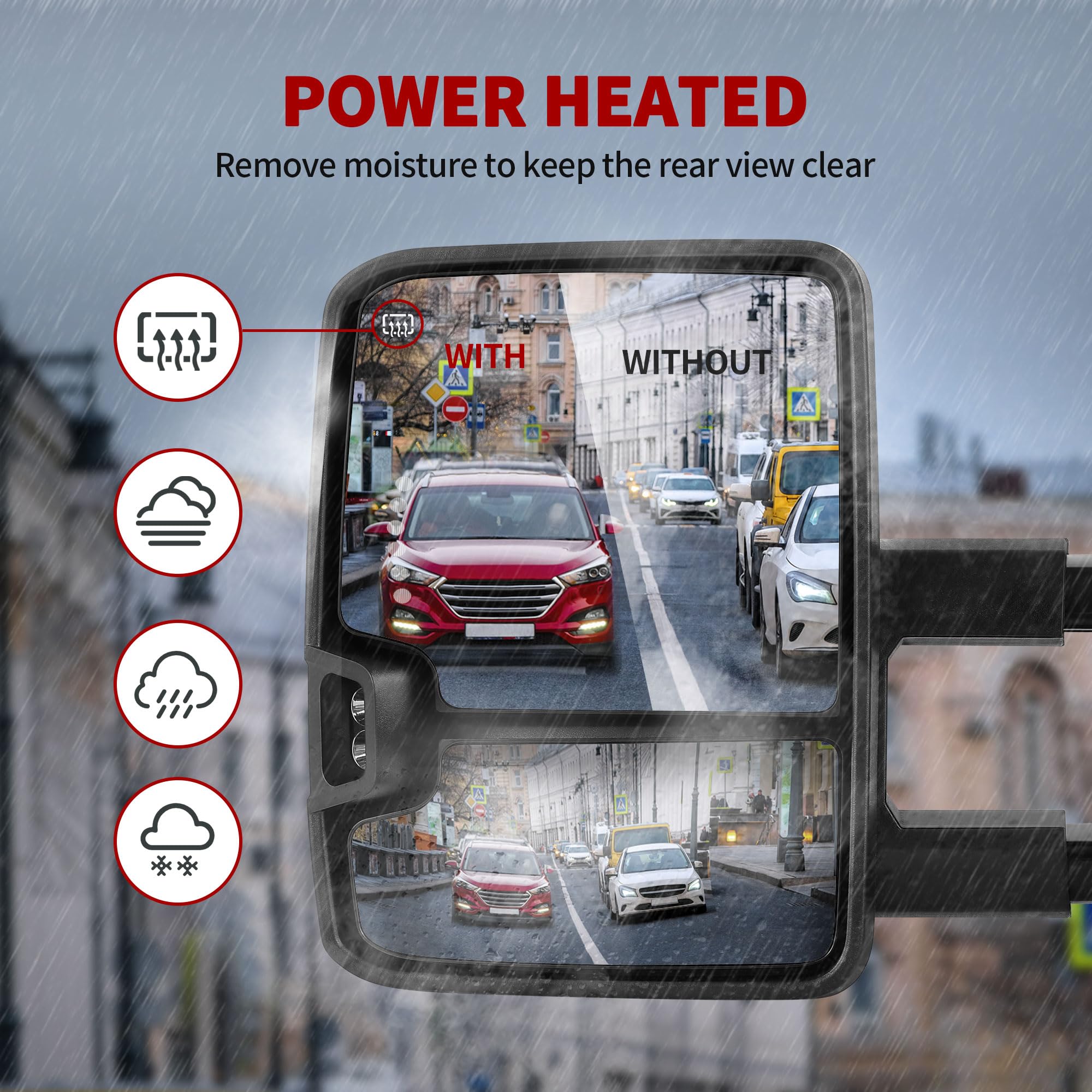 YITAMOTOR Towing Mirrors Compatible with 07-13 Silverado 1500 2500 3500 Tahoe Suburban Avalanche GMC Sierra Yukon Cadillac LED Turn Signal Light Power Heated Manual Telescoping Folding