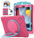 BATYUE for iPad 9th/ 8th/ 7th Generation Case (iPad 10.2 inch Rugged Case 2021/2020/2019) with Screen Protector, Rotating Stand/Pencil Holder/Carrying Shoulder Strap (Colourful Pink)
