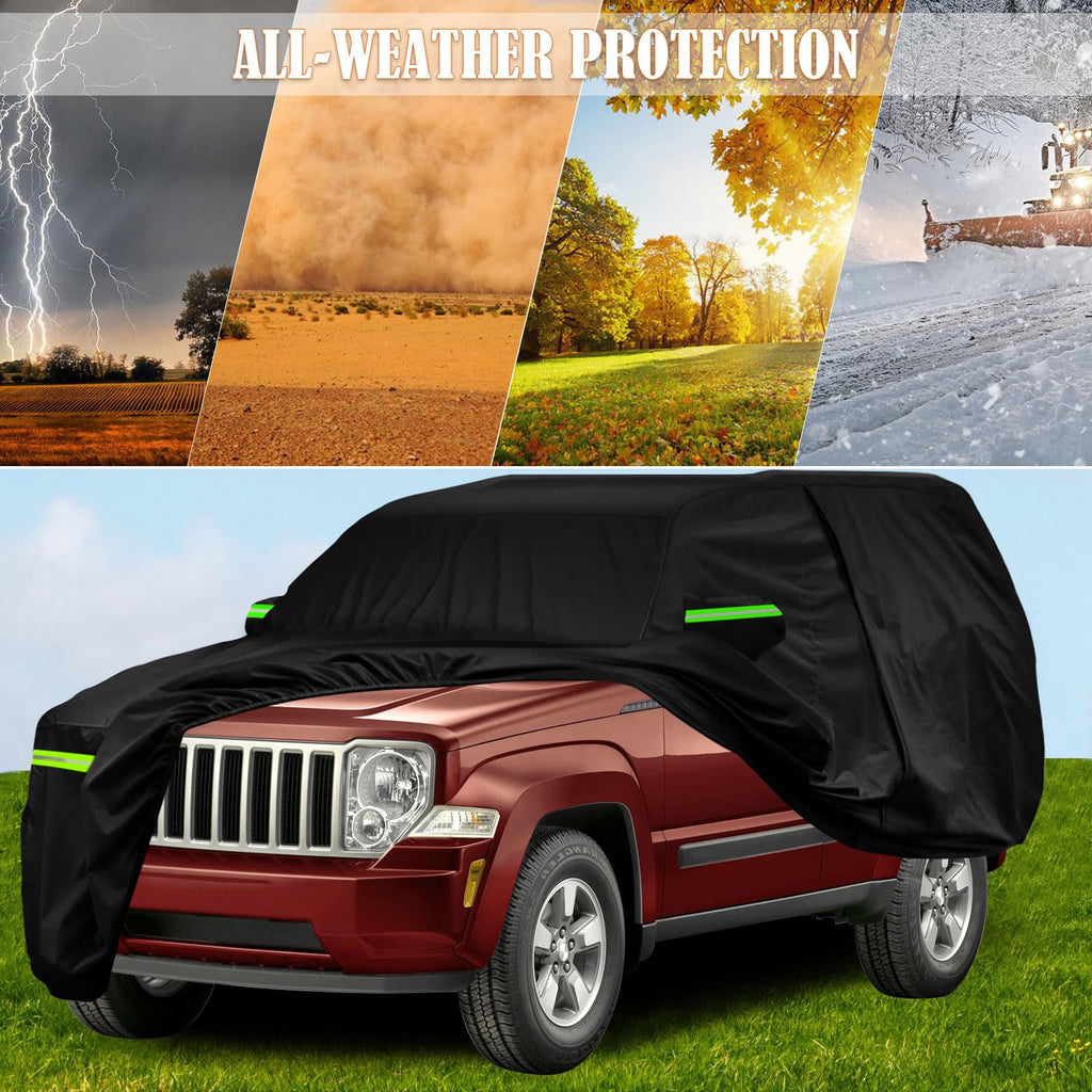 Waterproof Car Cover Replace for 1993-2010 Jeep Grand Cherokee, 6 Layers All Weather Car Cover with Zipper Door & Windproof Bands for Snow Rain Dust Protection