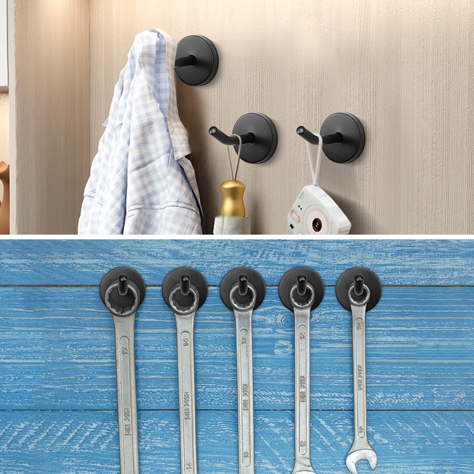 NearMoon Coat Hooks, Wall Mount Hooks for Hanging Hat Hurse Robe, 304 Stainless Steel Heavy Duty Towel Hangers for Bathroom Livingroom Kitchen-Ceiling Hook, 6 Pack (2 Inch, Brushed Nickel)