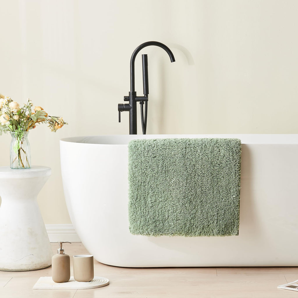 CozeCube Circle Fleece Bath mats for Bathroom, Fluffy Absorbent, Melange Quick Dry Microfiber Bath Rugs, Non Slip Washable Shower Mat Gifts, Brown, 24" X 16"