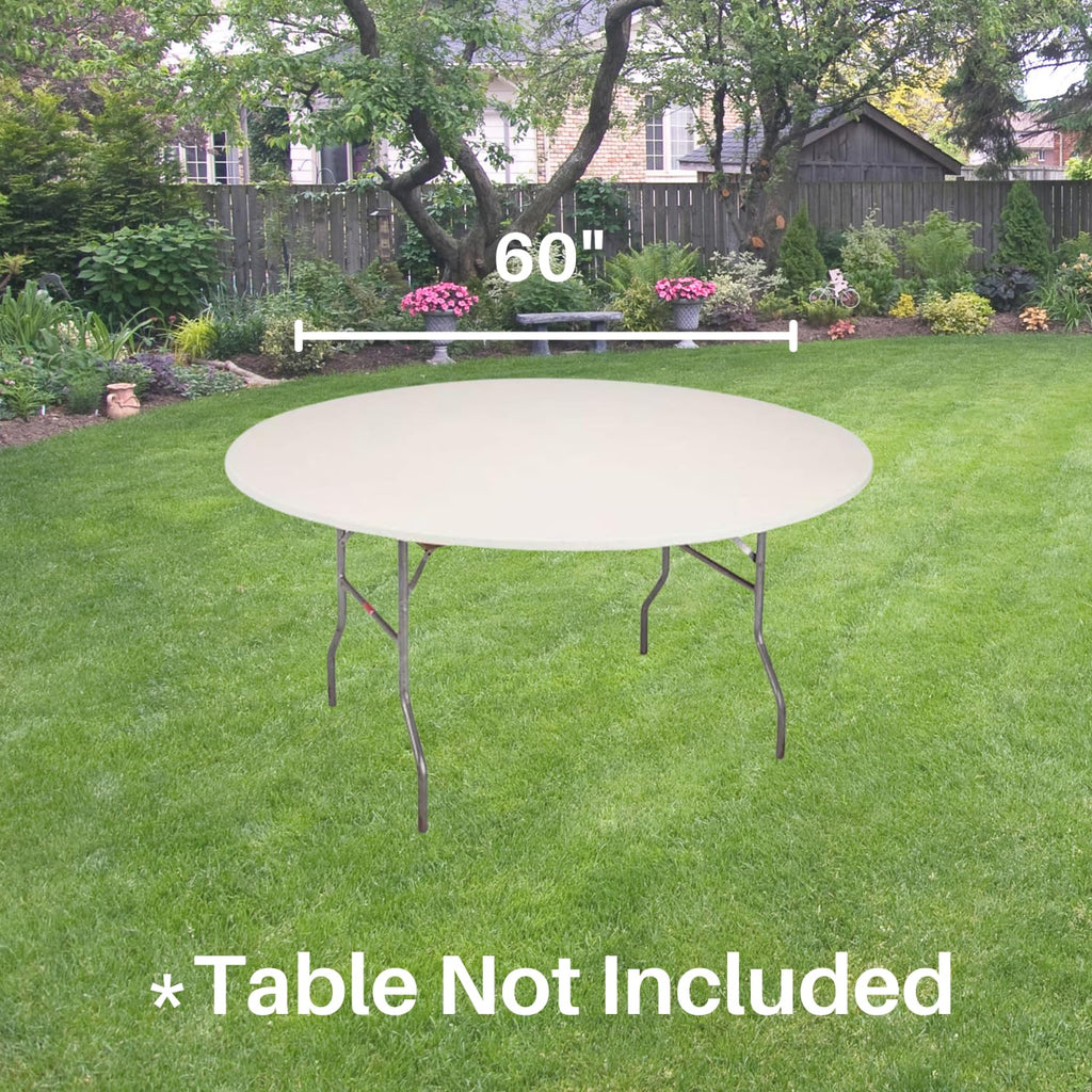 Kwik-Covers 60" Round Fitted Plastic Table Covers, 5 Pack (Black)