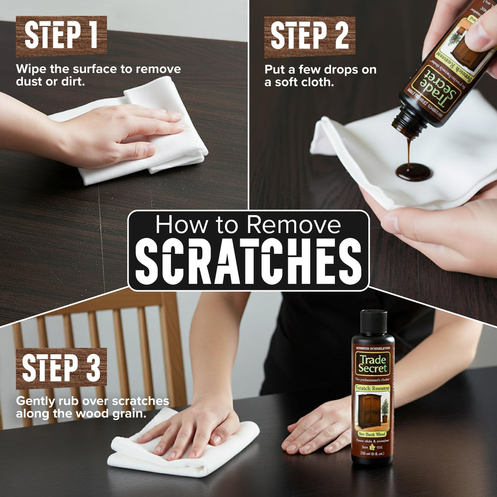 Trade Secret Scratch Concealer for Dark Wood Furniture & Floors – Dark Brown Shade Stain Covers Nicks, Scuffs, Dog & Cat Scratches, Minor Defects – Real Wood Only