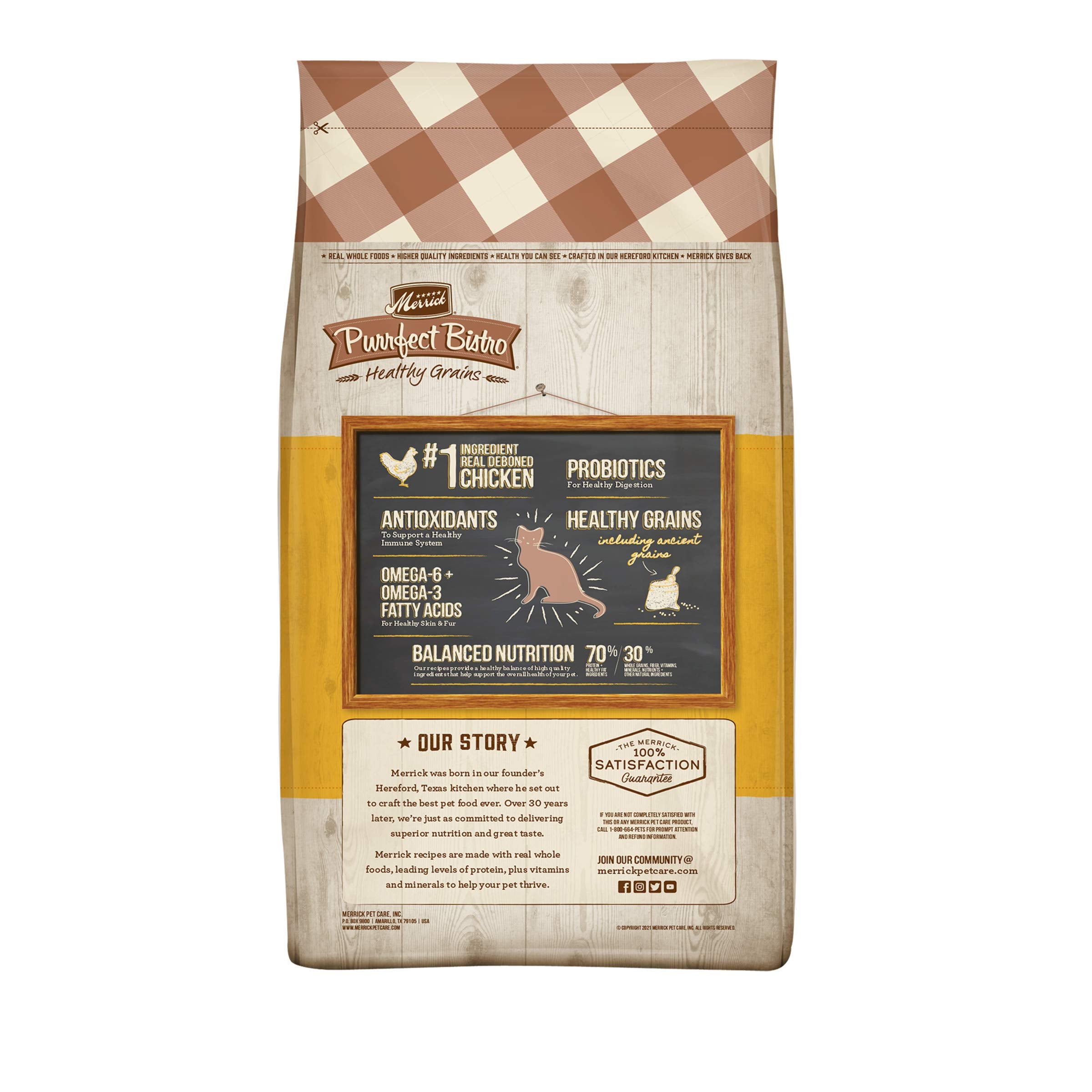 Merrick Purrfect Bistro Grain Free Natural Dry Cat Food For Adult Cats, Real Chicken And Sweet Potato Recipe - 12 lb. Bag
