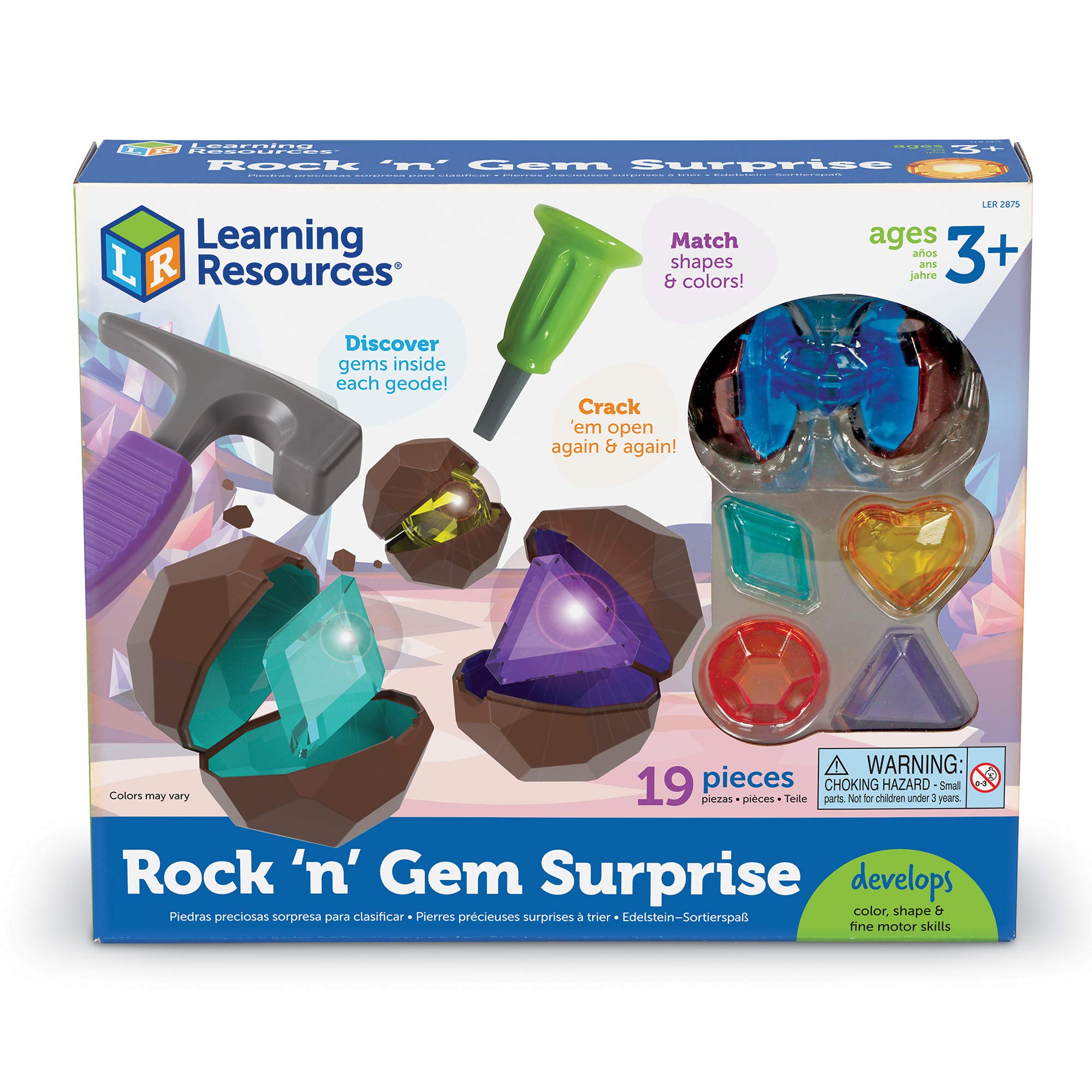Learning Resources Rock 'n Gem Surprise - 19 Pieces, Ages 3+ Toddler Learning Toys, Sorting and Matching Toys, Early STEM for Kids