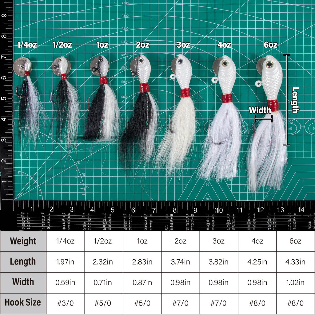 Dr.Fish 3 Pack Bucktail Jig Lure Hair Jig Saltwater Freshwater Lures Surf Fishing Bass Flounder Striper Bluefish Halibut Redfish