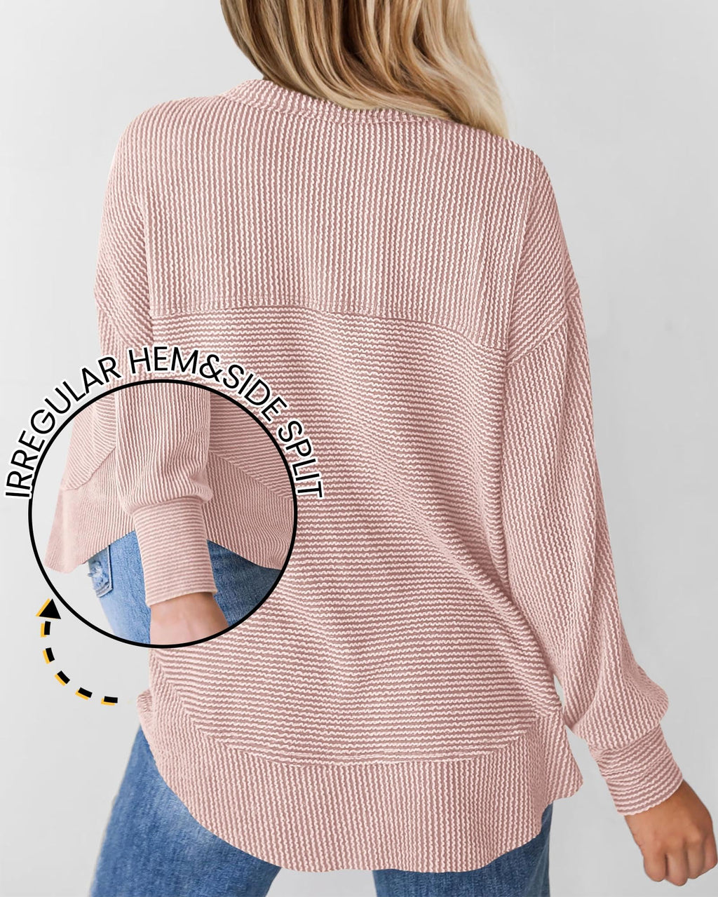 KIRUNDO Going Out Tops for Women Henley Shirts 2025 Casual Ribbed Knit Long Sleeve Tunic Summer Fall Button V Neck Blouse