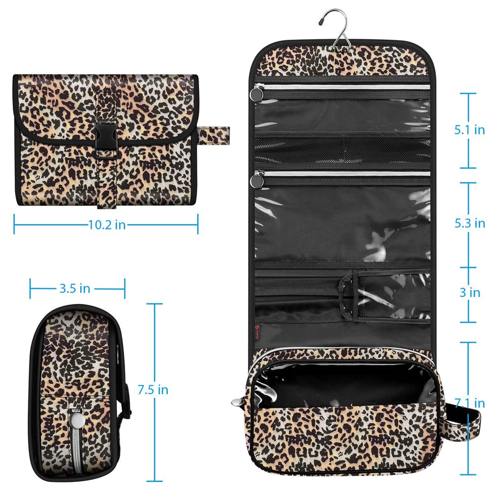 FINTIE Portable Toiletry Cosmetic Travel Bag, Large Water Resistant Hanging Makeup Organizer Storage Pouch Case for Women Girls (Blooming Hibiscus)
