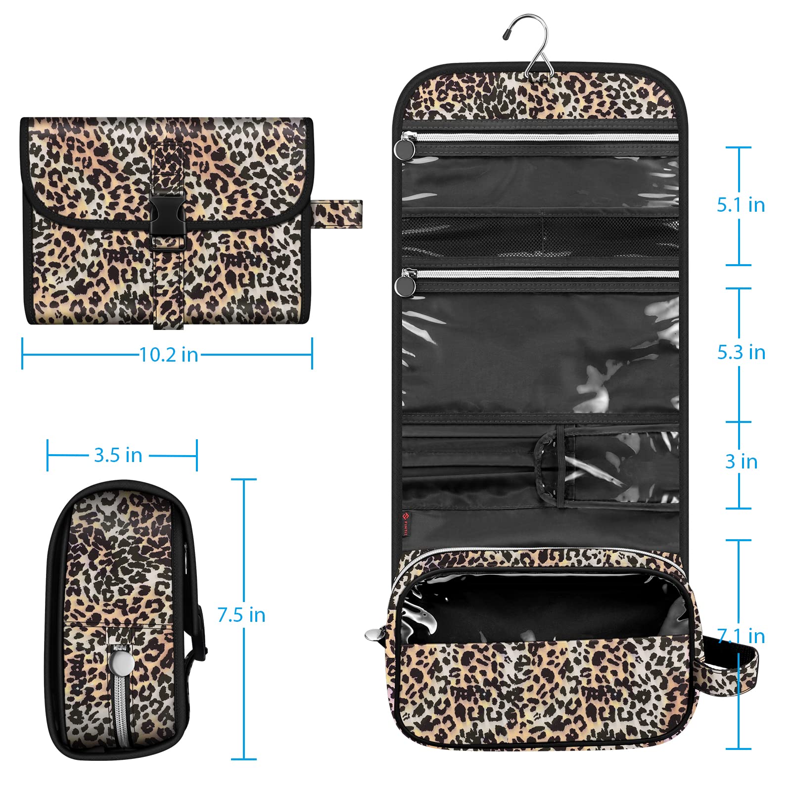 FINTIE Portable Toiletry Cosmetic Travel Bag, Large Water Resistant Hanging Makeup Organizer Storage Pouch Case for Women Girls (Blooming Hibiscus)
