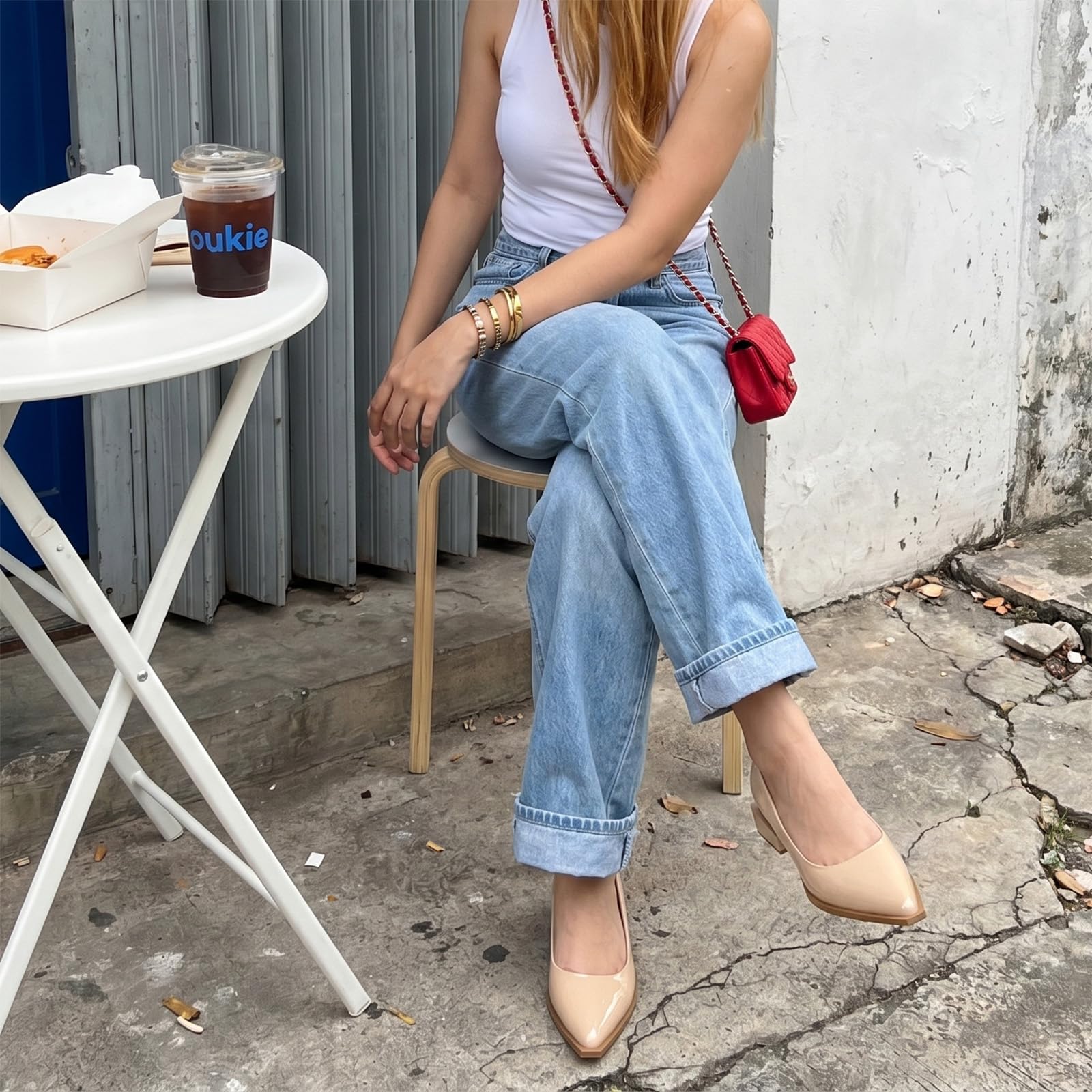 LingxiaUne Dress Shoes for Women, Comfortable Dressy Flats, Womens Chunky Heel Pumps with Arch Support and Pointed Toe