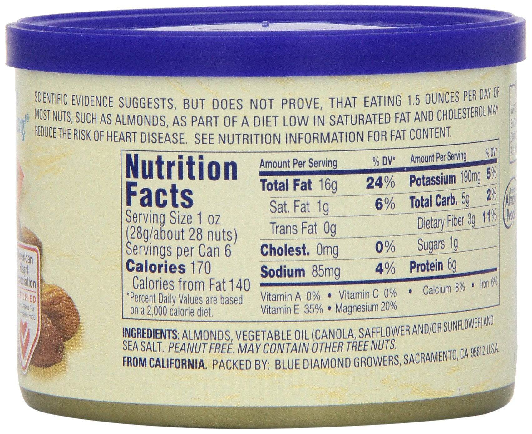 Blue Diamond Almonds Sriracha Flavored Snack Nuts, 6 Oz Resealable Can (Pack of 1)