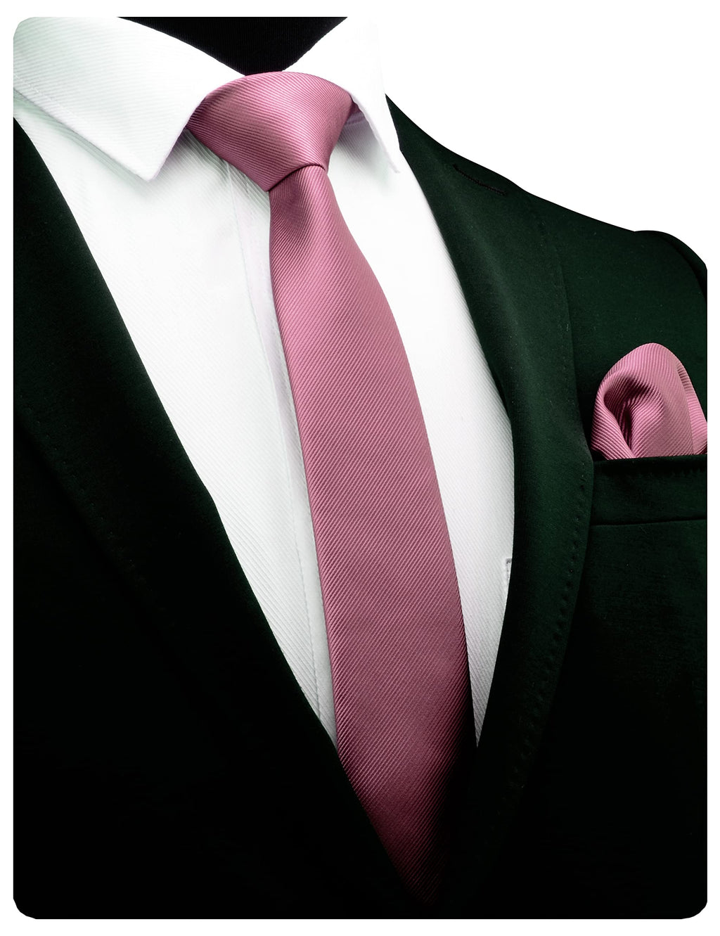 GUSLESON 2.4" Slim Necktie and Handkerchief Set For Men Solid Skinny Tie Set